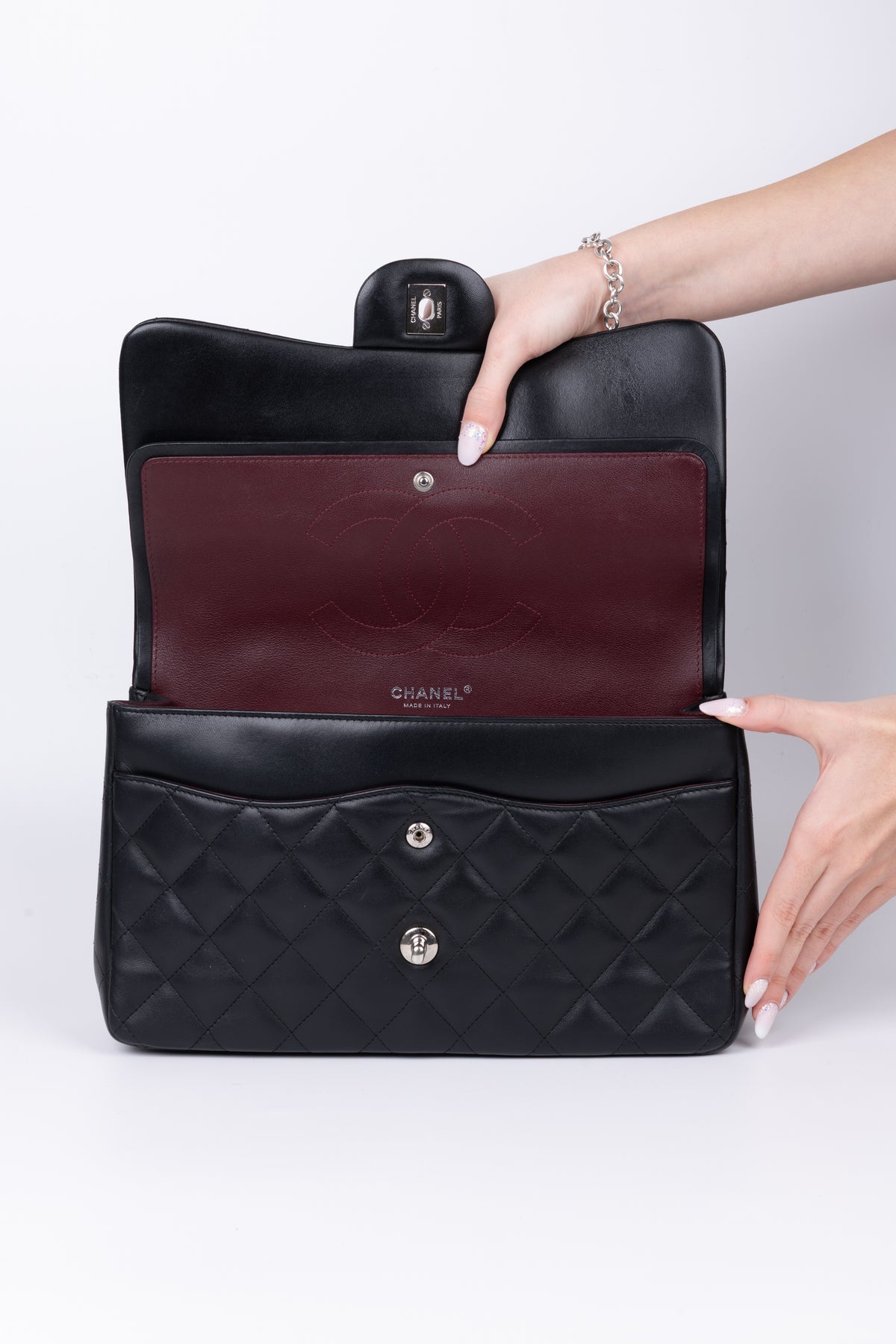 CHANEL JUMBO NERA \ ARGENTO