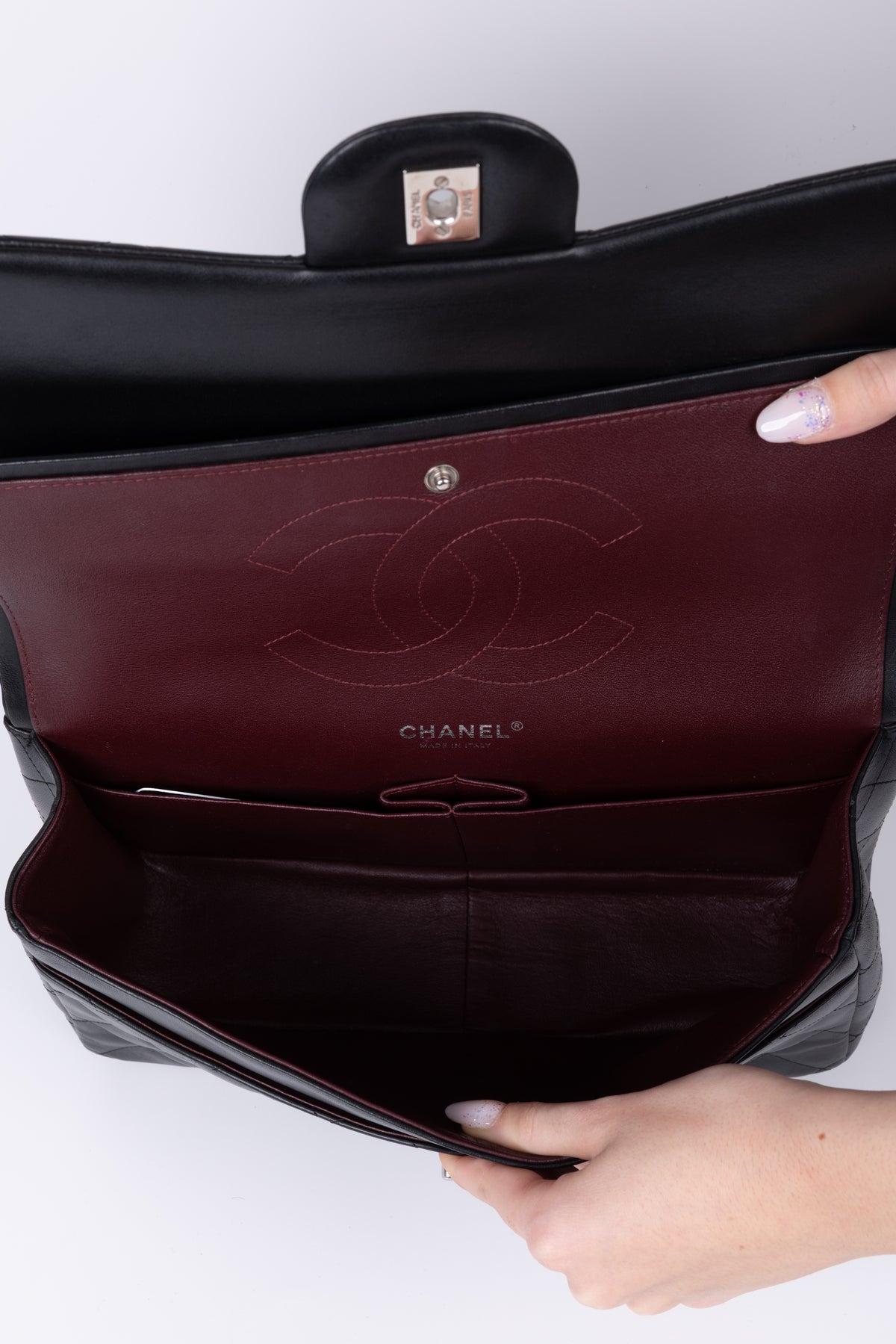 CHANEL JUMBO NERA \ ARGENTO