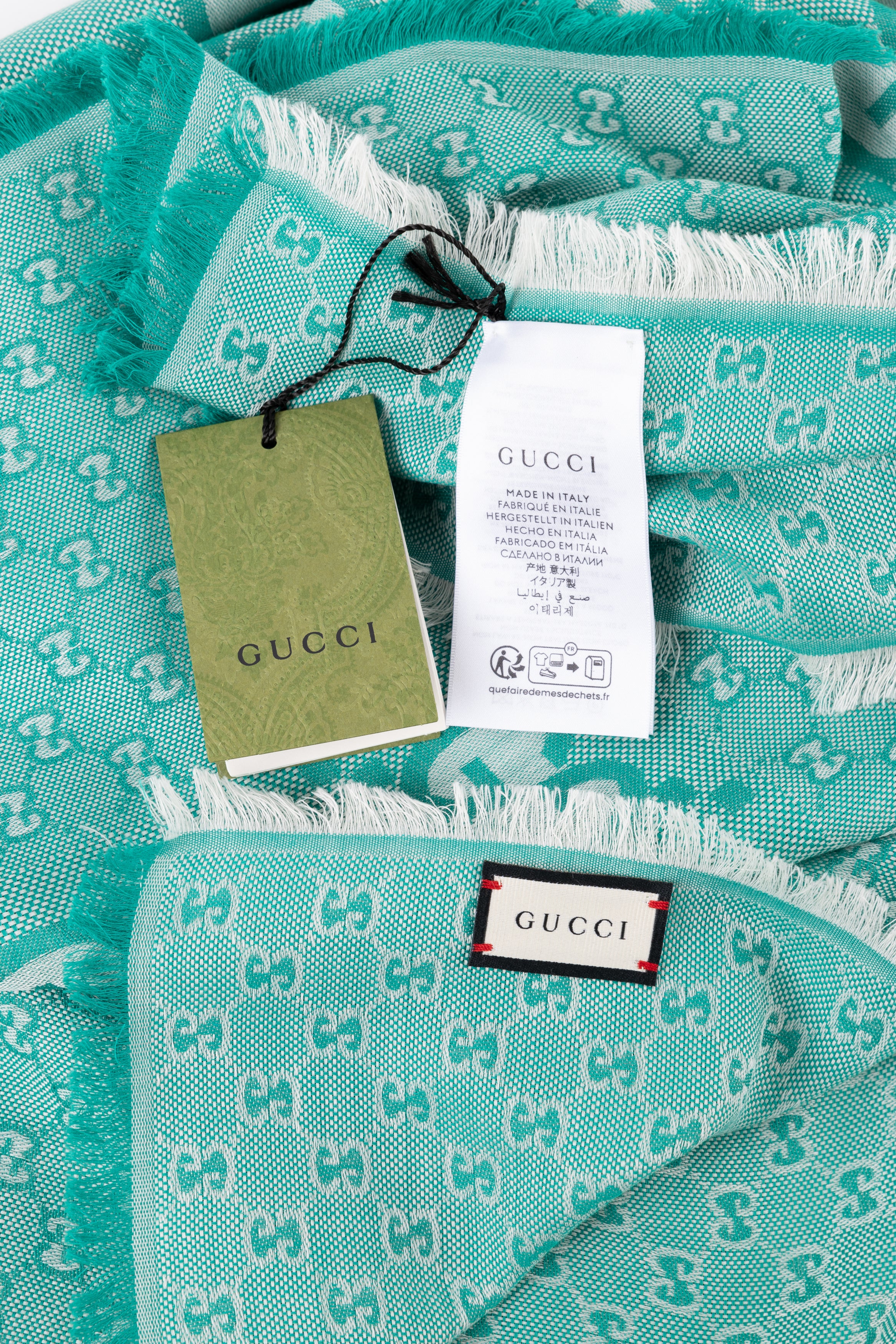Gucci Sciarpa Verde acqua Motivo GG