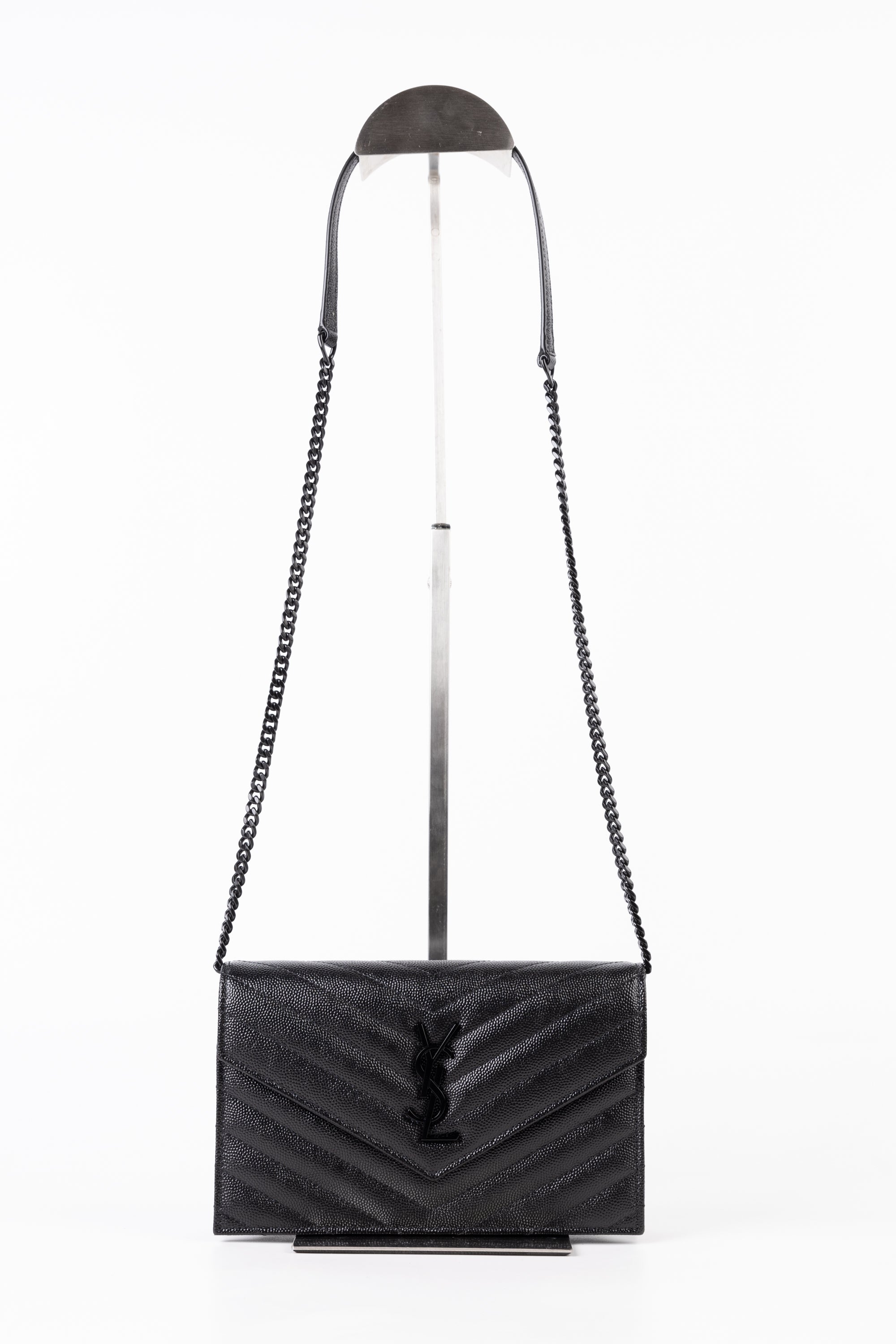 Saint Laurent pochette envelope con catena nero/nero