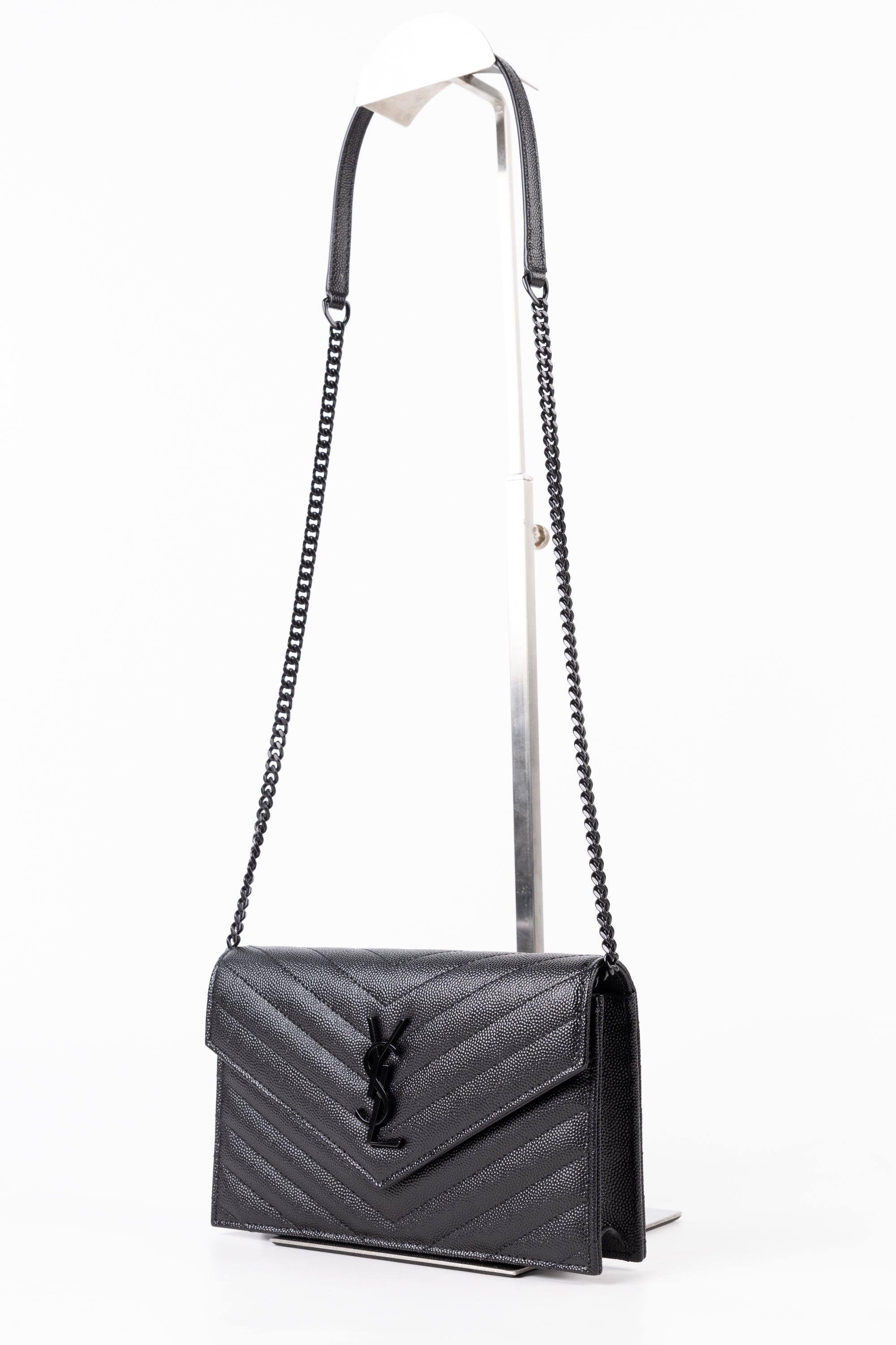 Saint Laurent pochette envelope con catena nero/nero