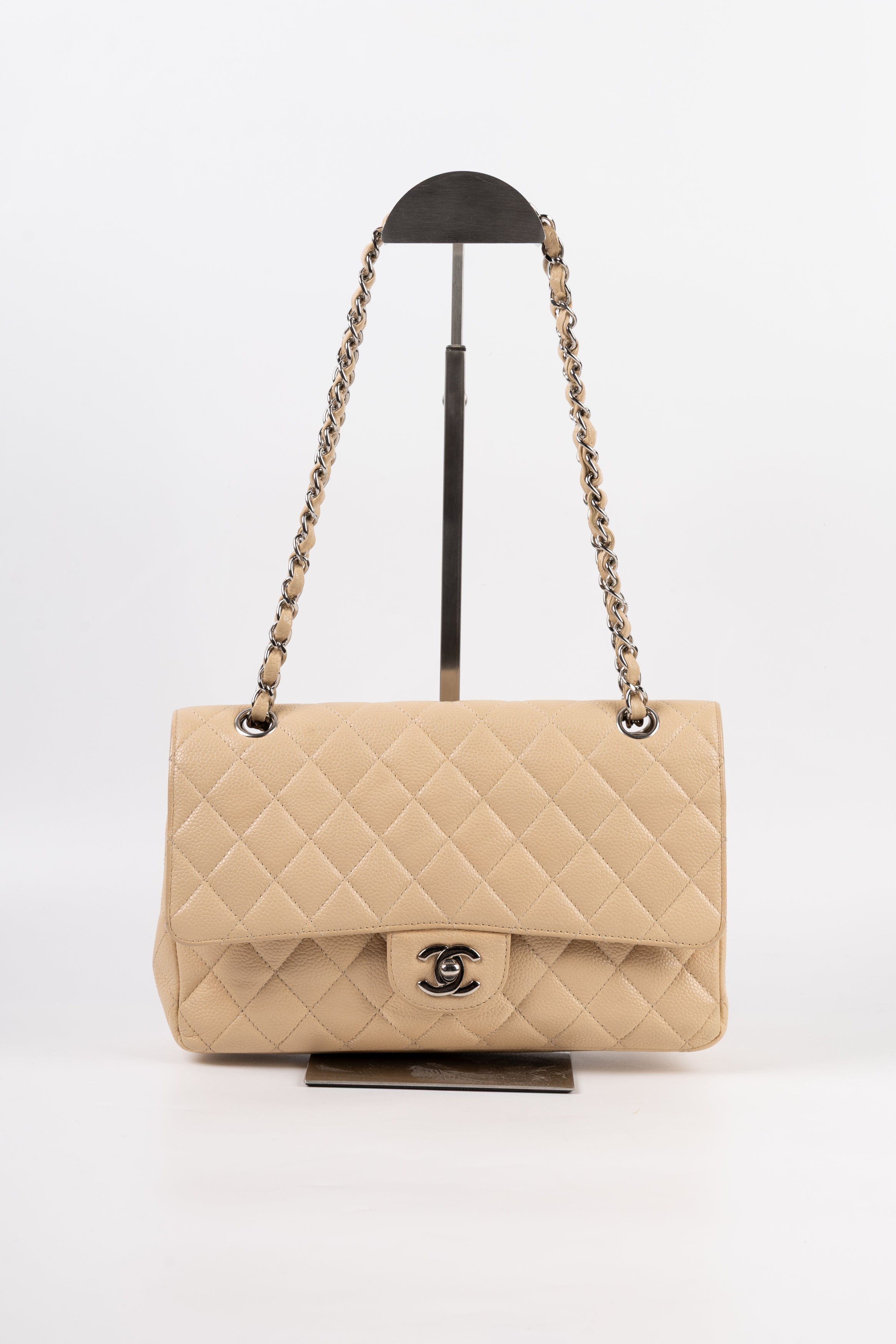 Chanel Classica Timeless Double Flap Beige/Argento