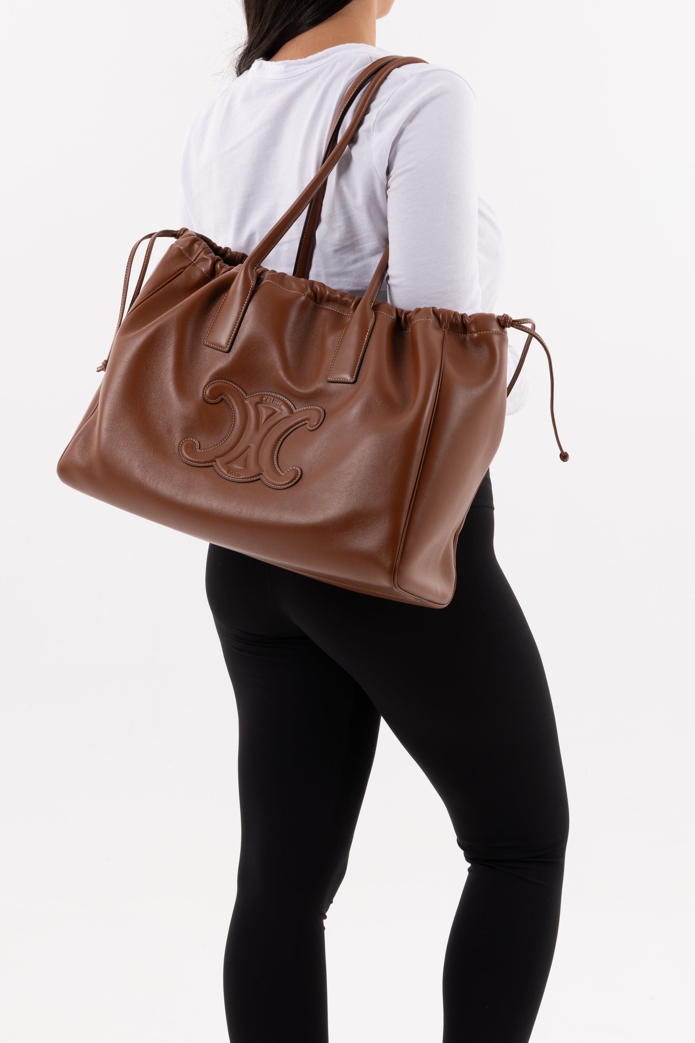 Celine Borsa Cabas Cuir Triomphe Cuoio