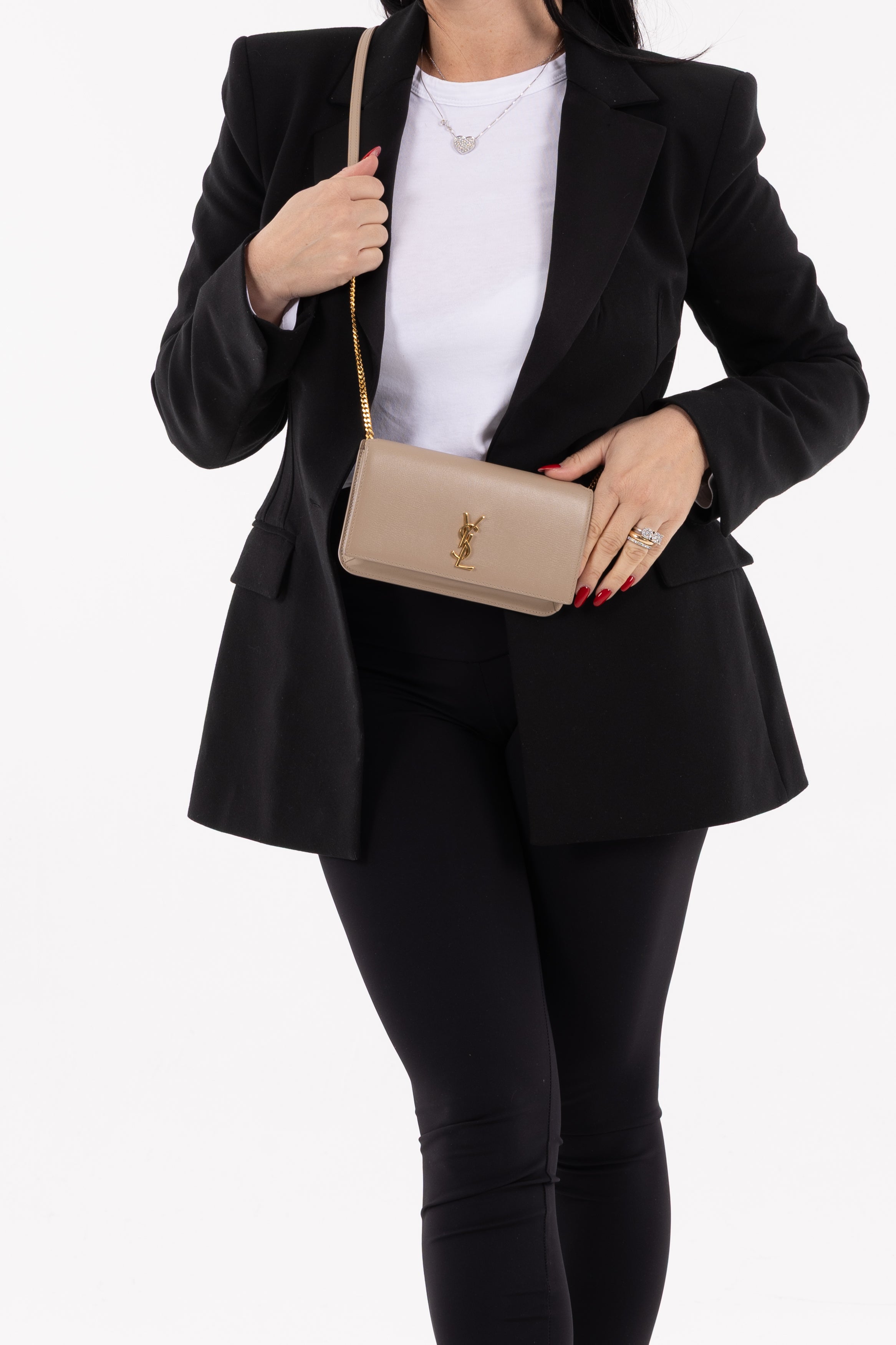 Porta Cellulare Saint Laurent Cassandre Beige