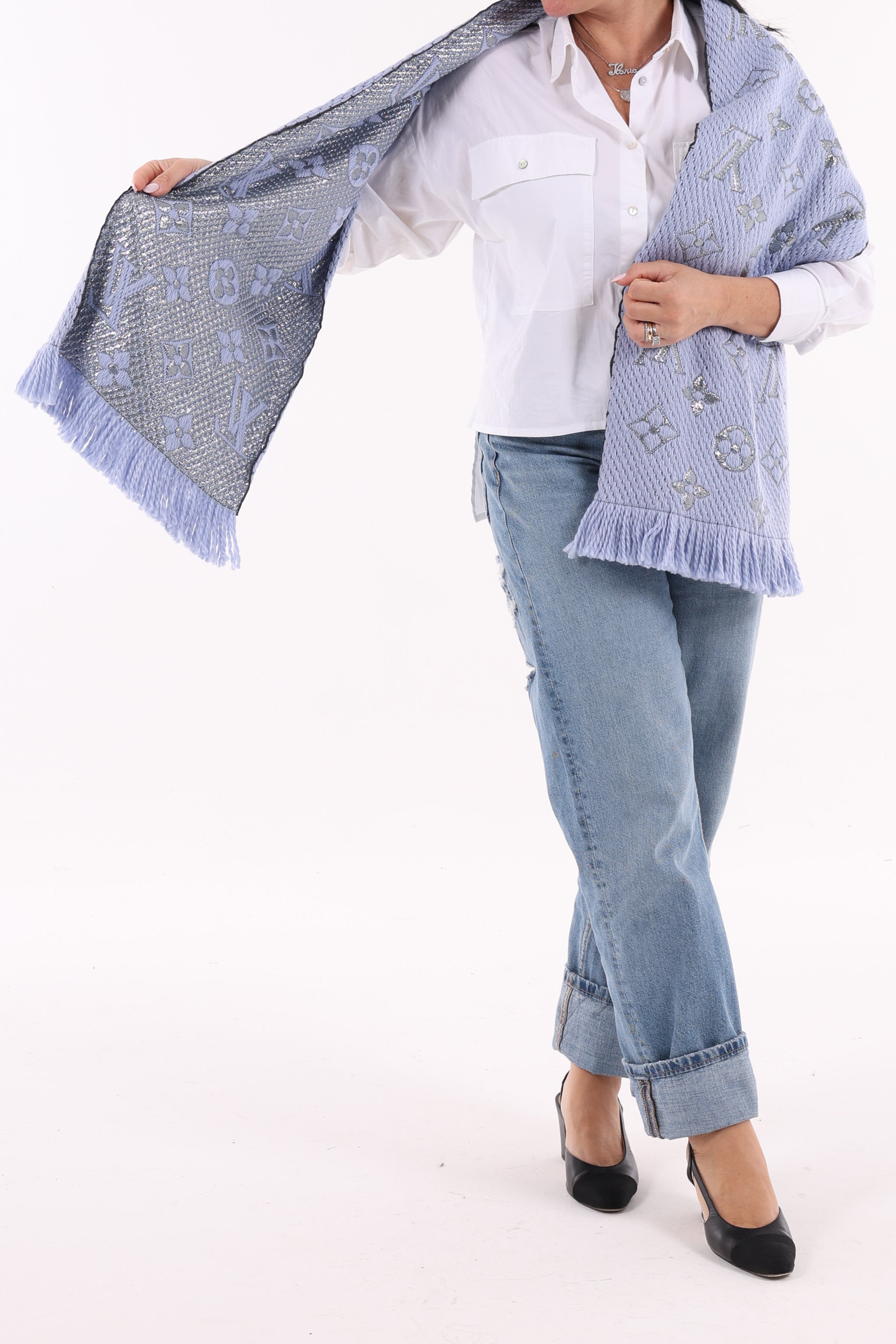 Louis Vuitton Sciarpa Monogram Celeste