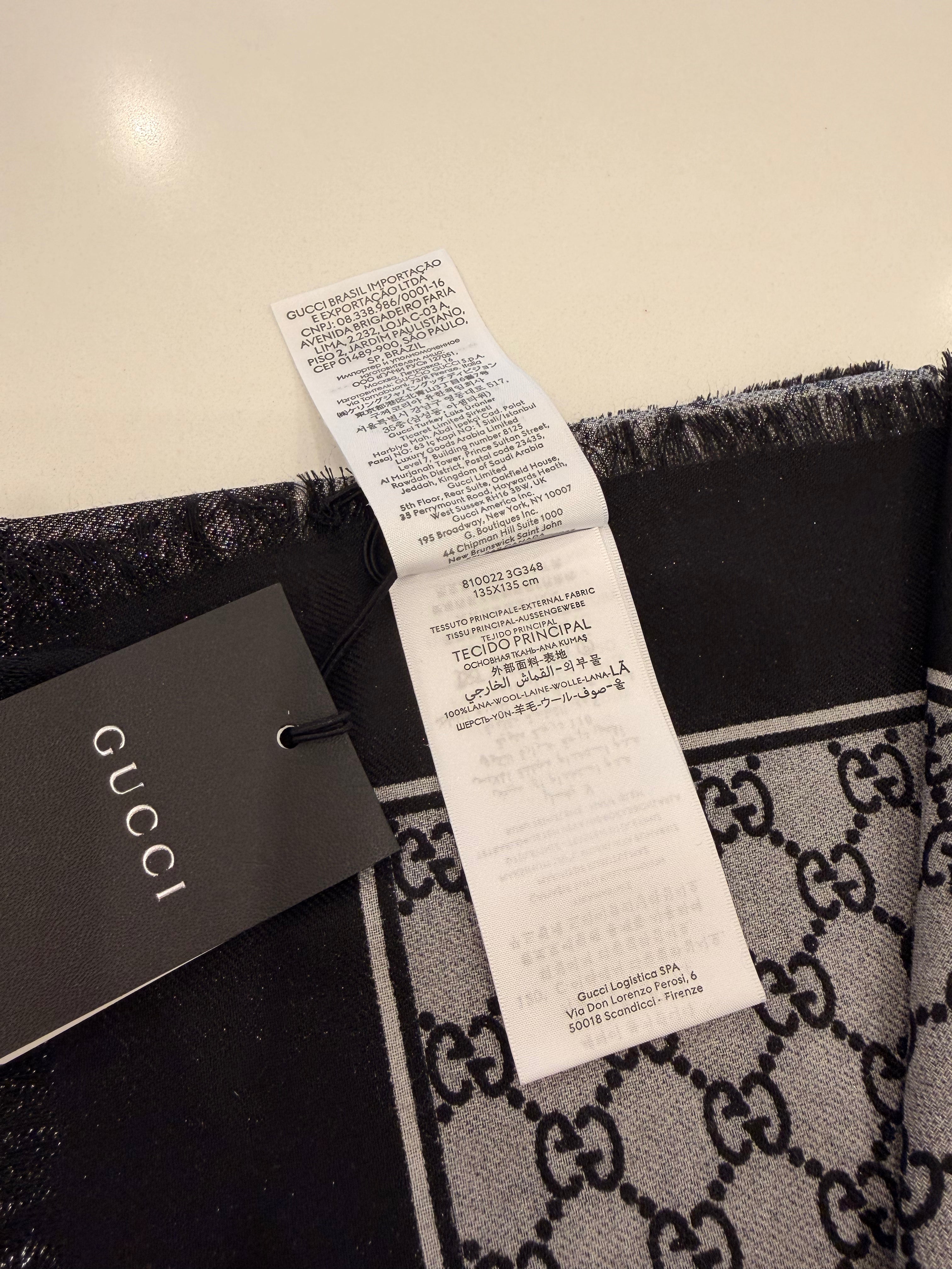 GUCCI STOLA SATINATA NERA/ARGENTO 21