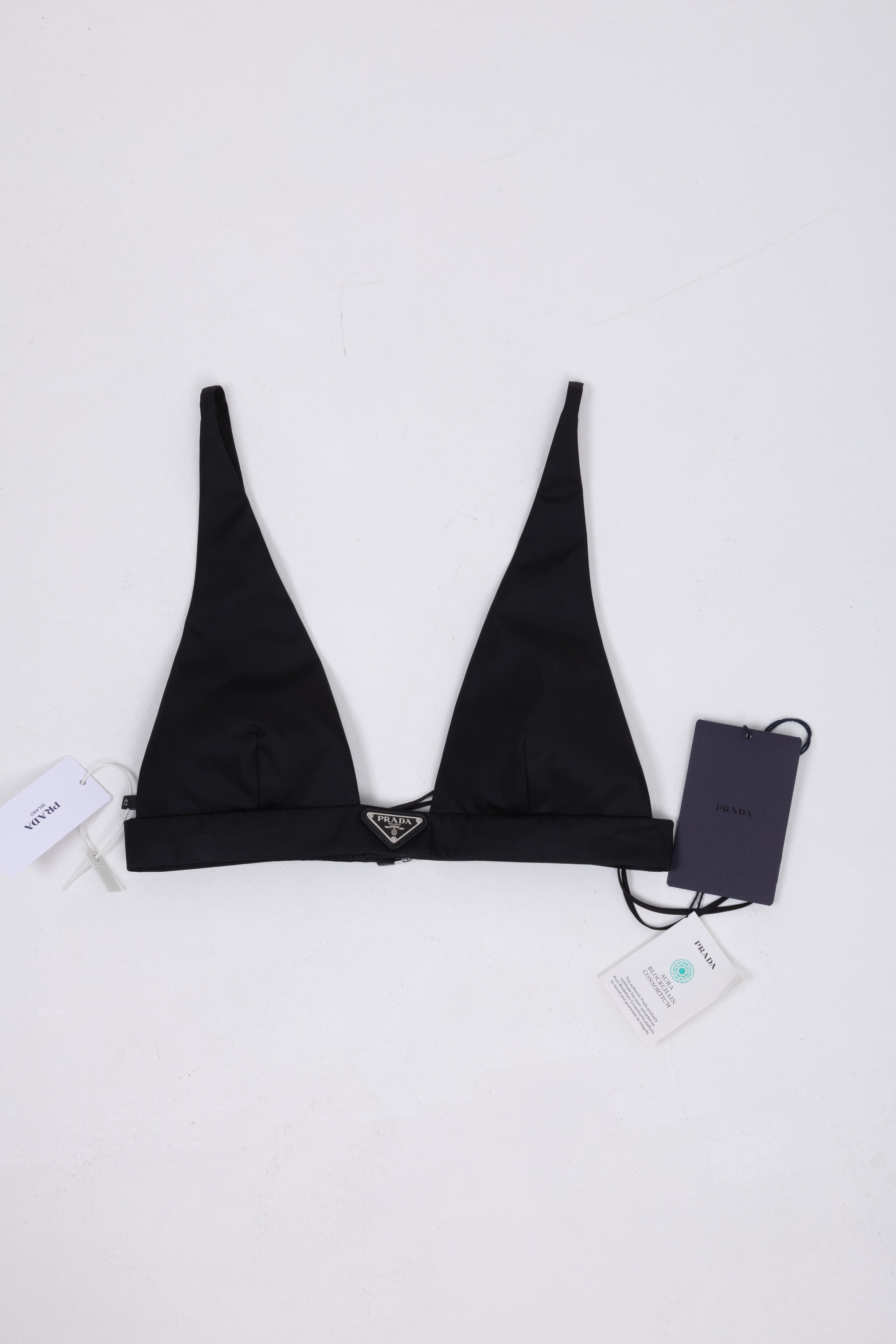 PRADA TOP BRALETTE IN RE-NYLON NERA