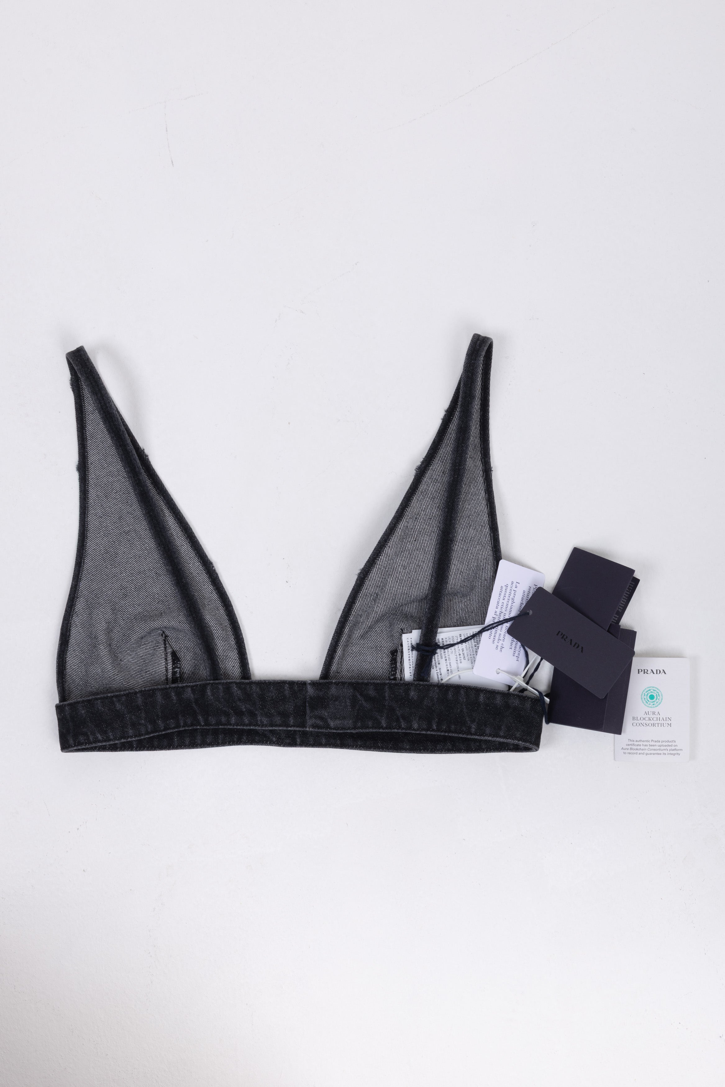 PRADA TOP BRALETTE IN JEANS NERO