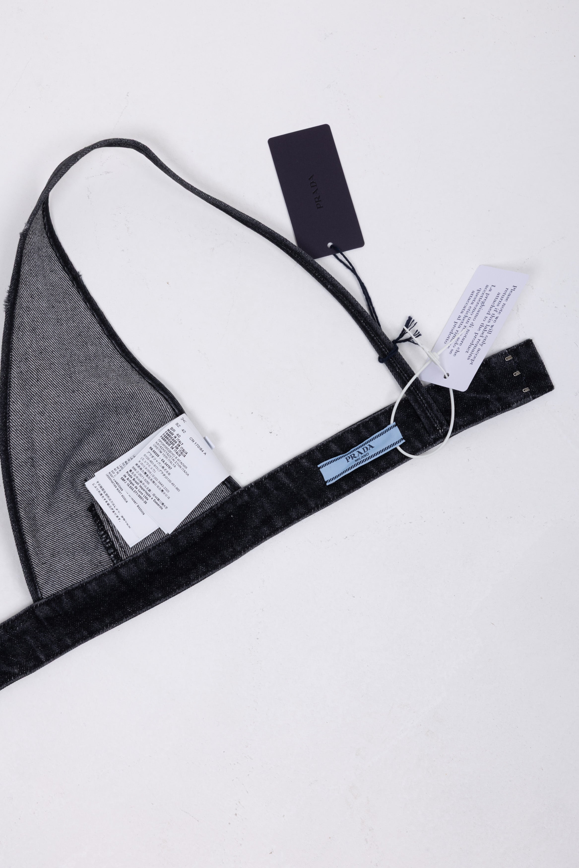 PRADA TOP BRALETTE IN JEANS NERO