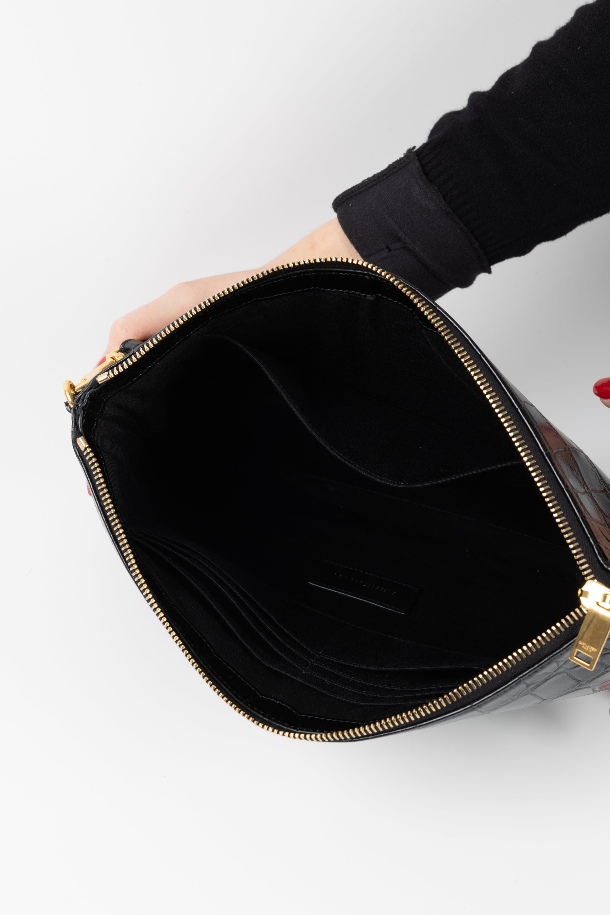 SAINT LAURENT POCHETTE NERA IN COCCO