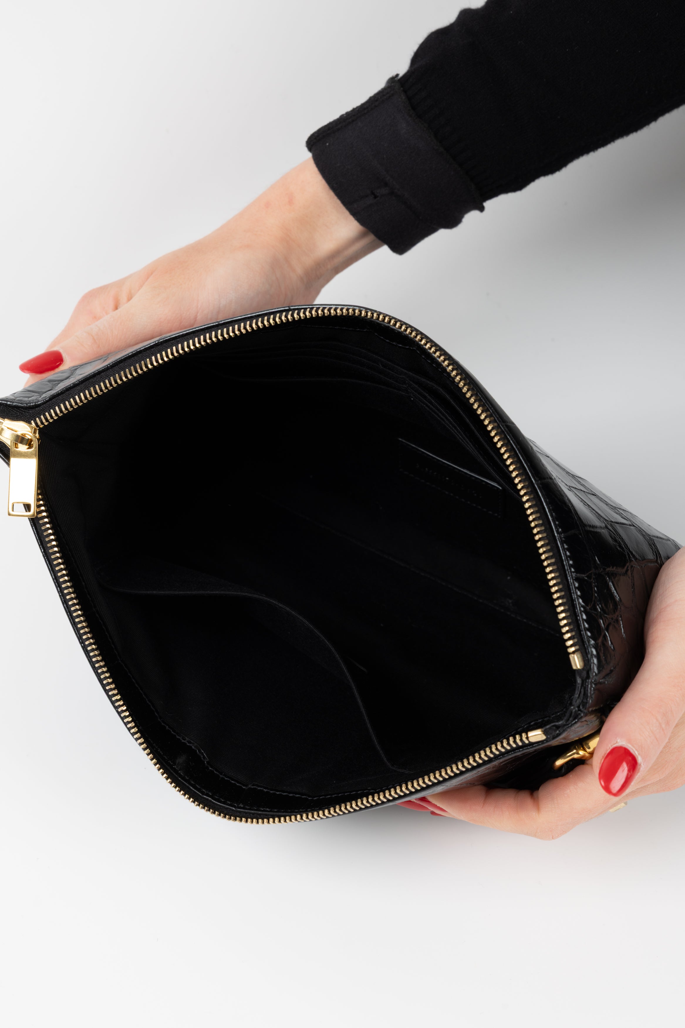 SAINT LAURENT POCHETTE NERA IN COCCO