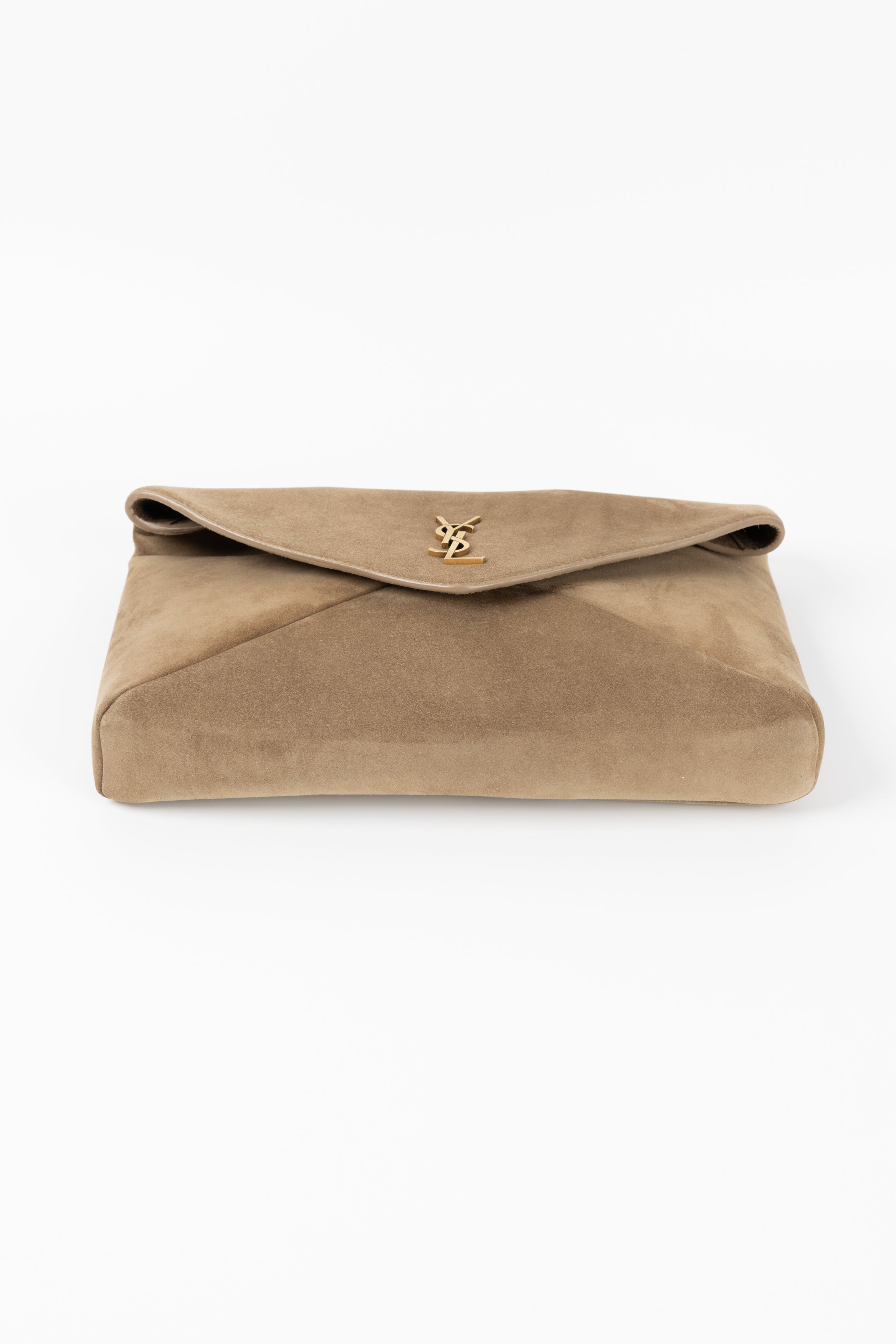 SAINT LAURENT ENEVELOPE POUCH IN SUEDE FANGO