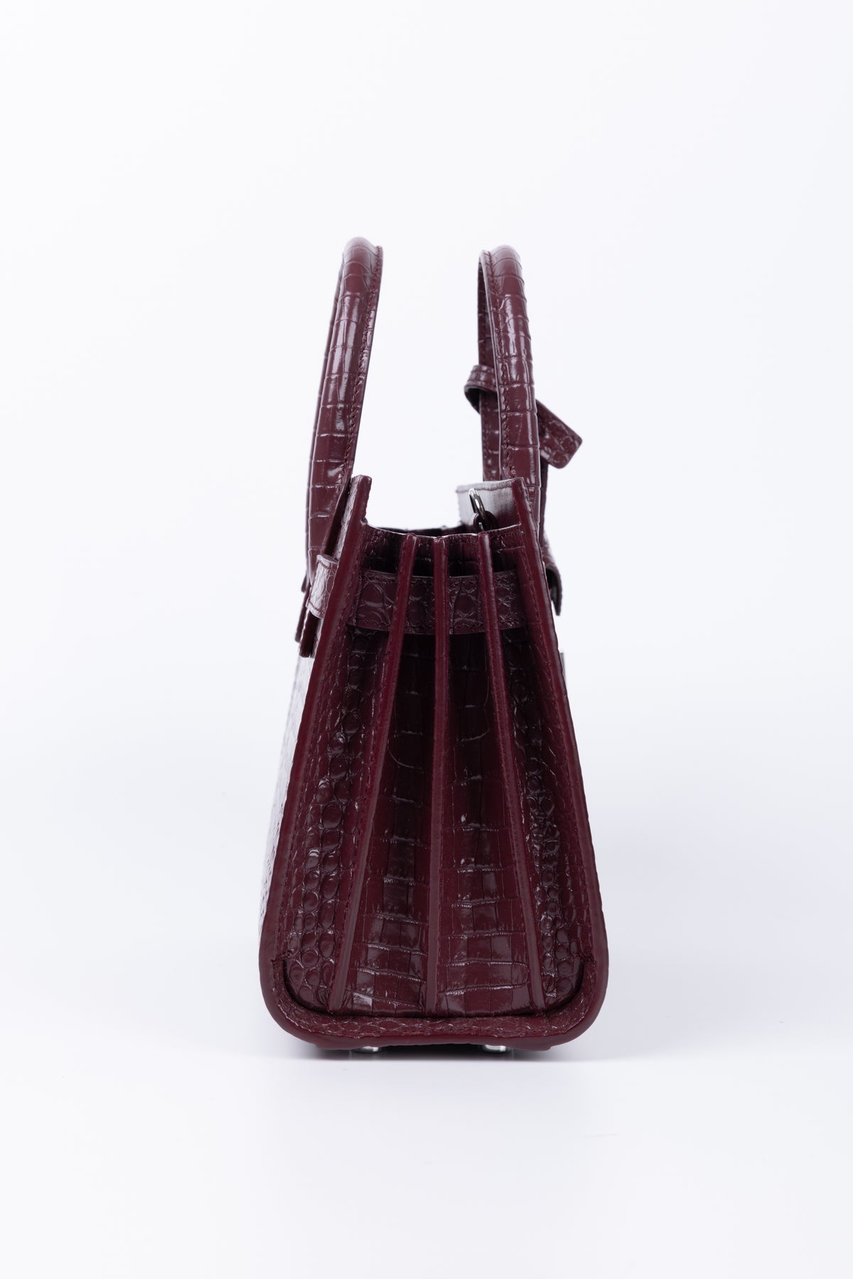 SAINT LAURENT SAC DE JOUR NANO BORDEAUX COCCO