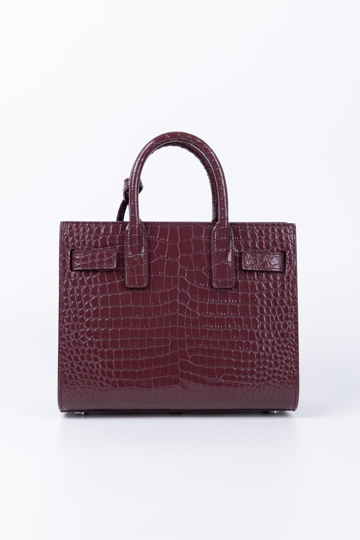 SAINT LAURENT SAC DE JOUR NANO BORDEAUX COCCO