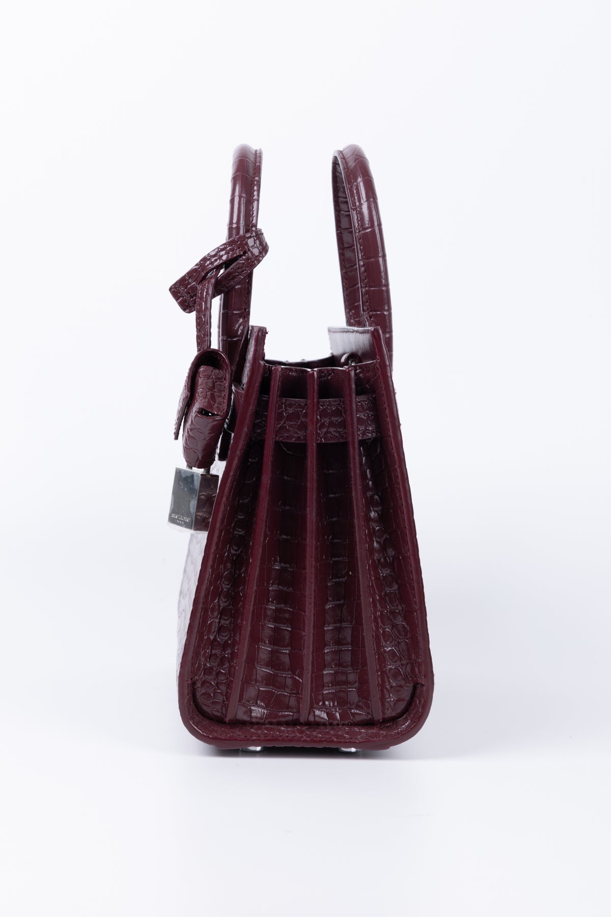SAINT LAURENT SAC DE JOUR NANO BORDEAUX COCCO