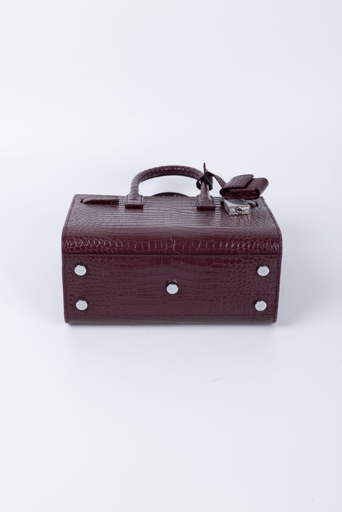 SAINT LAURENT SAC DE JOUR NANO BORDEAUX COCCO