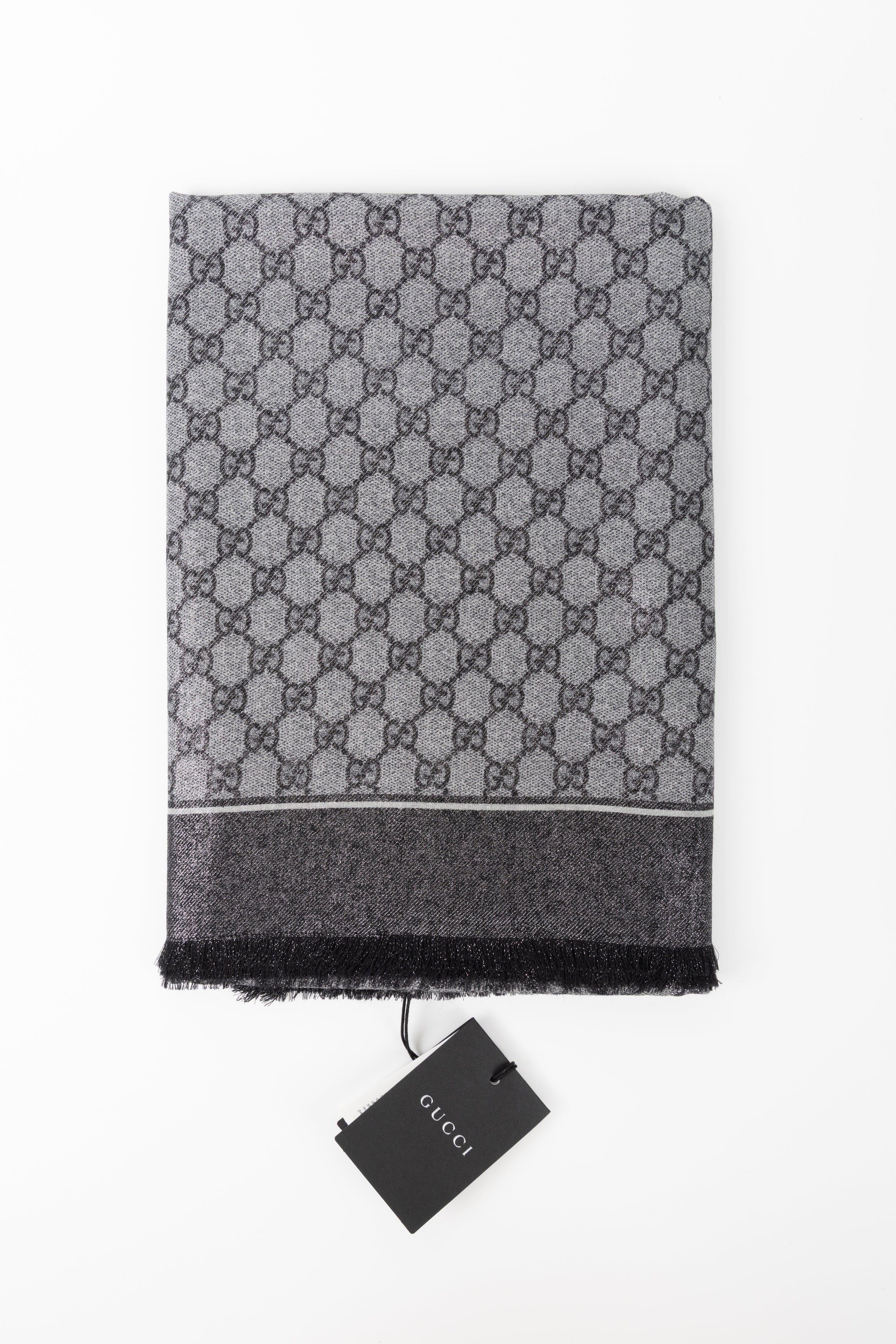 GUCCI STOLA SATINATA NERA/ARGENTO 21