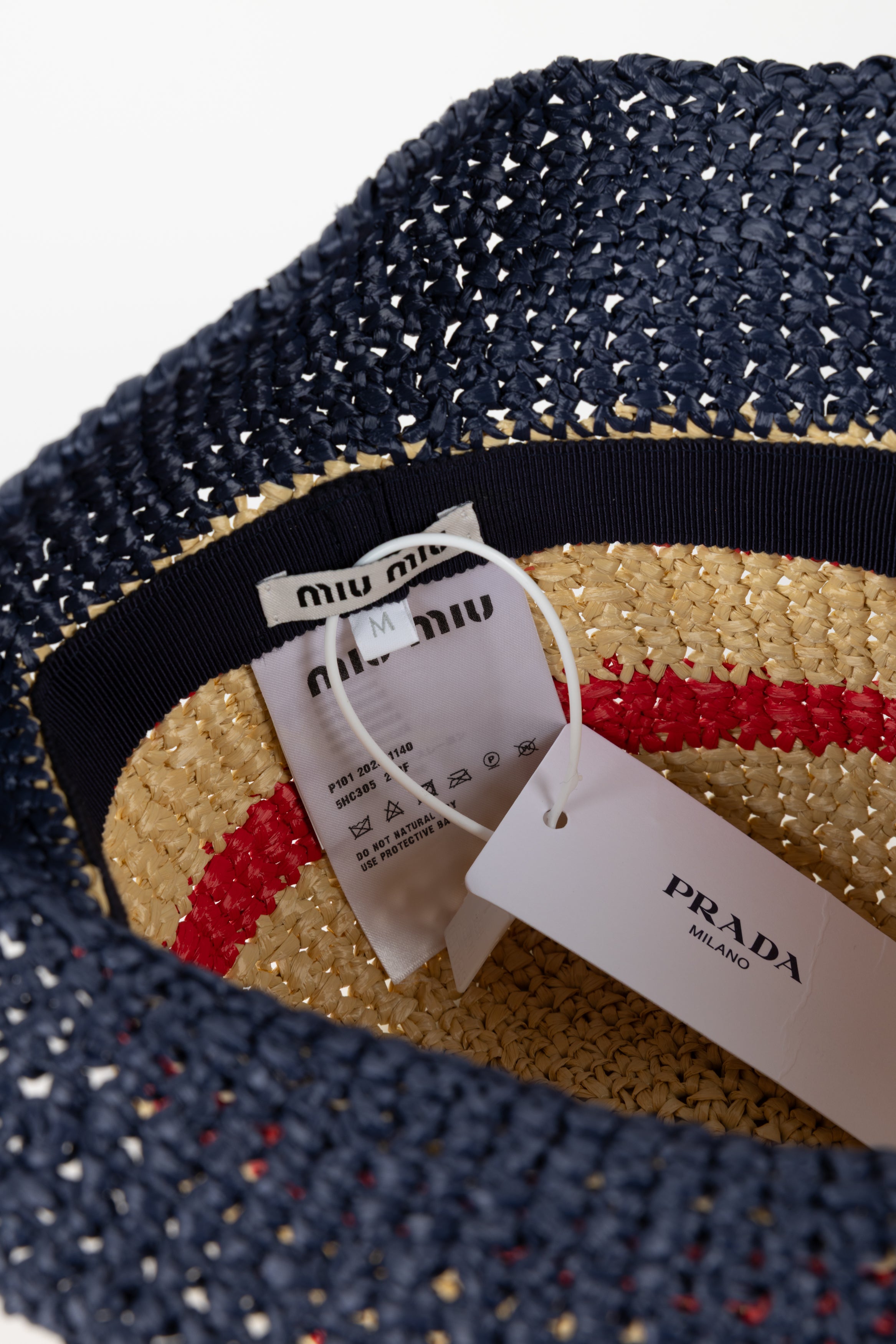 MIU MIU CAPPELLO PESCATORE BLU/ROSSO