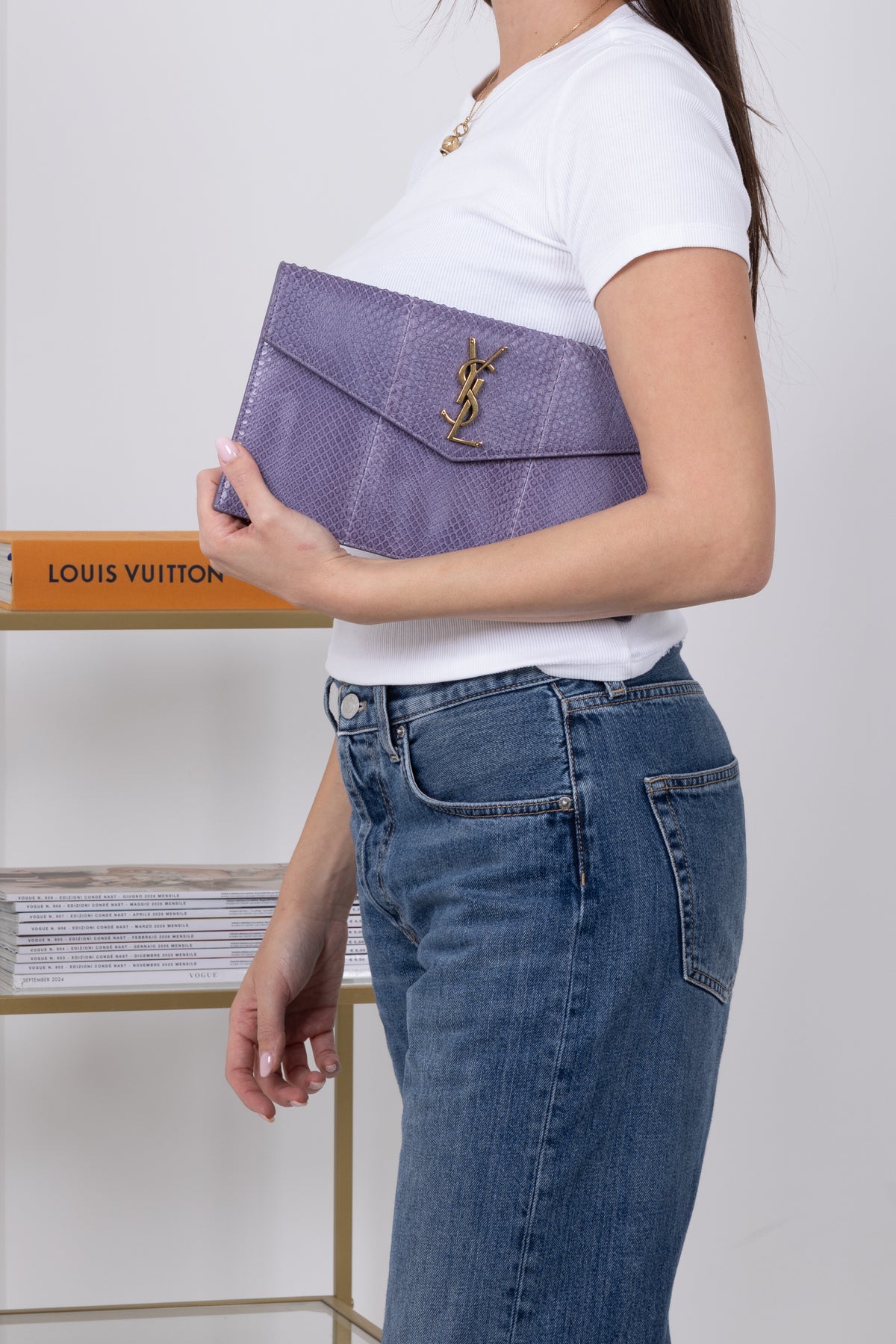 SAINT LAURENT UPTOWN VIOLA IN PITONE