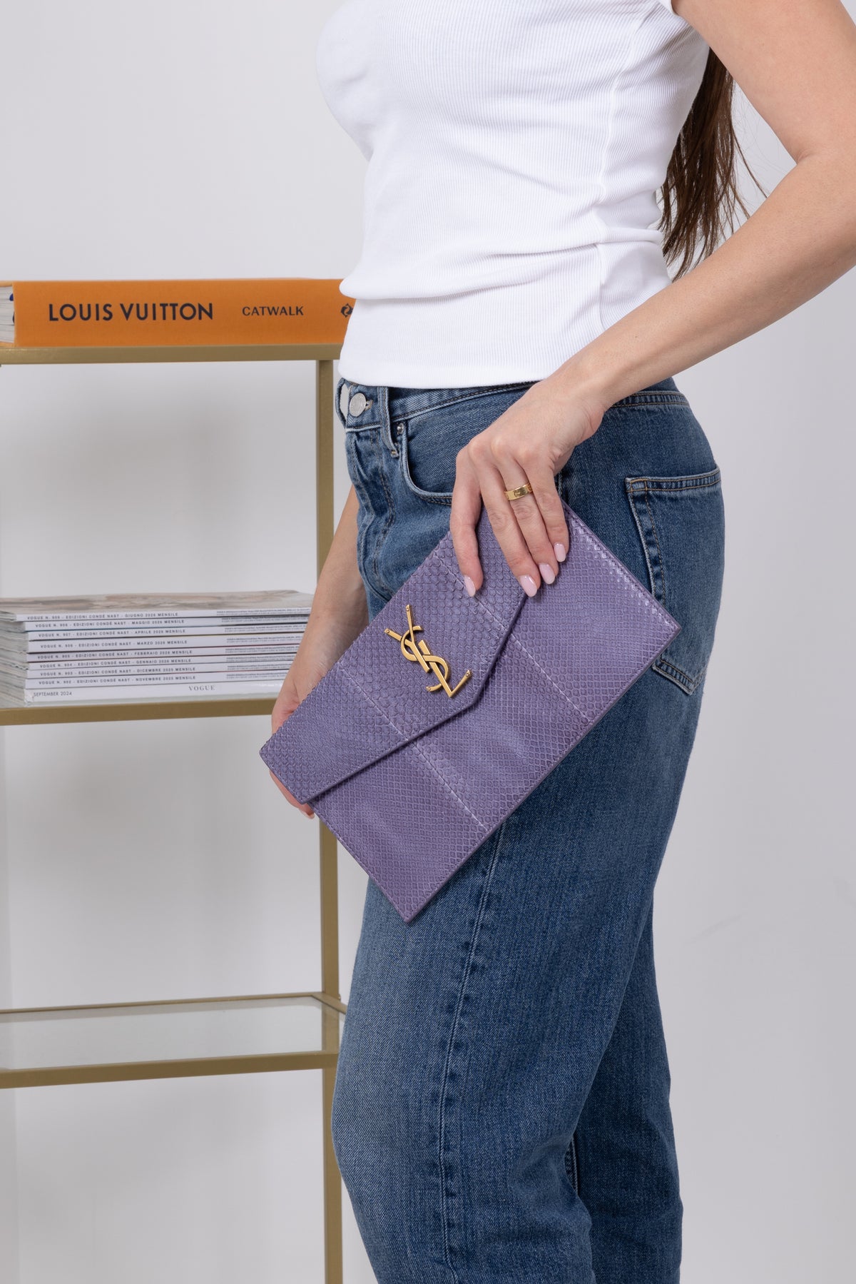 SAINT LAURENT UPTOWN VIOLA IN PITONE