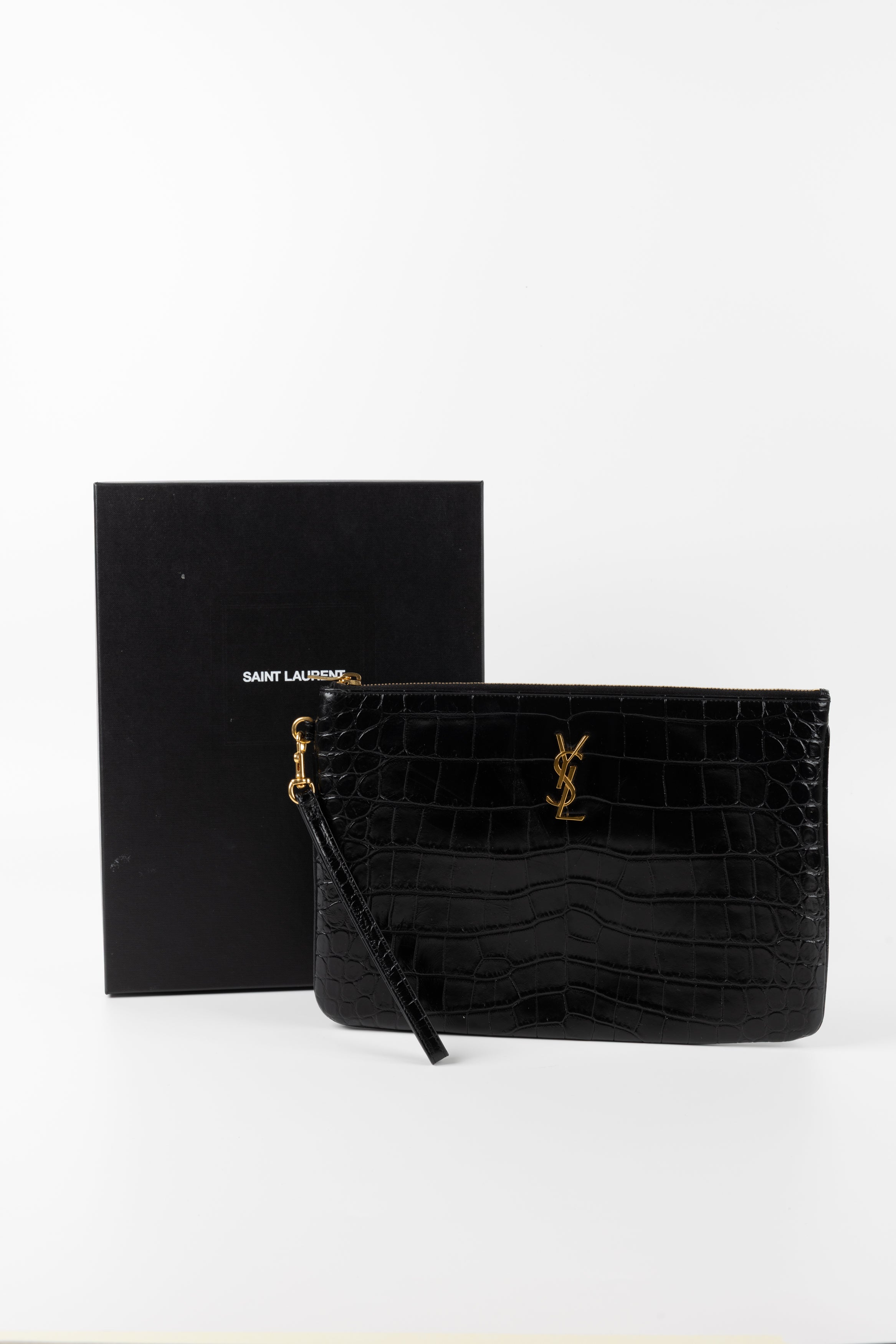 SAINT LAURENT POCHETTE NERA IN COCCO