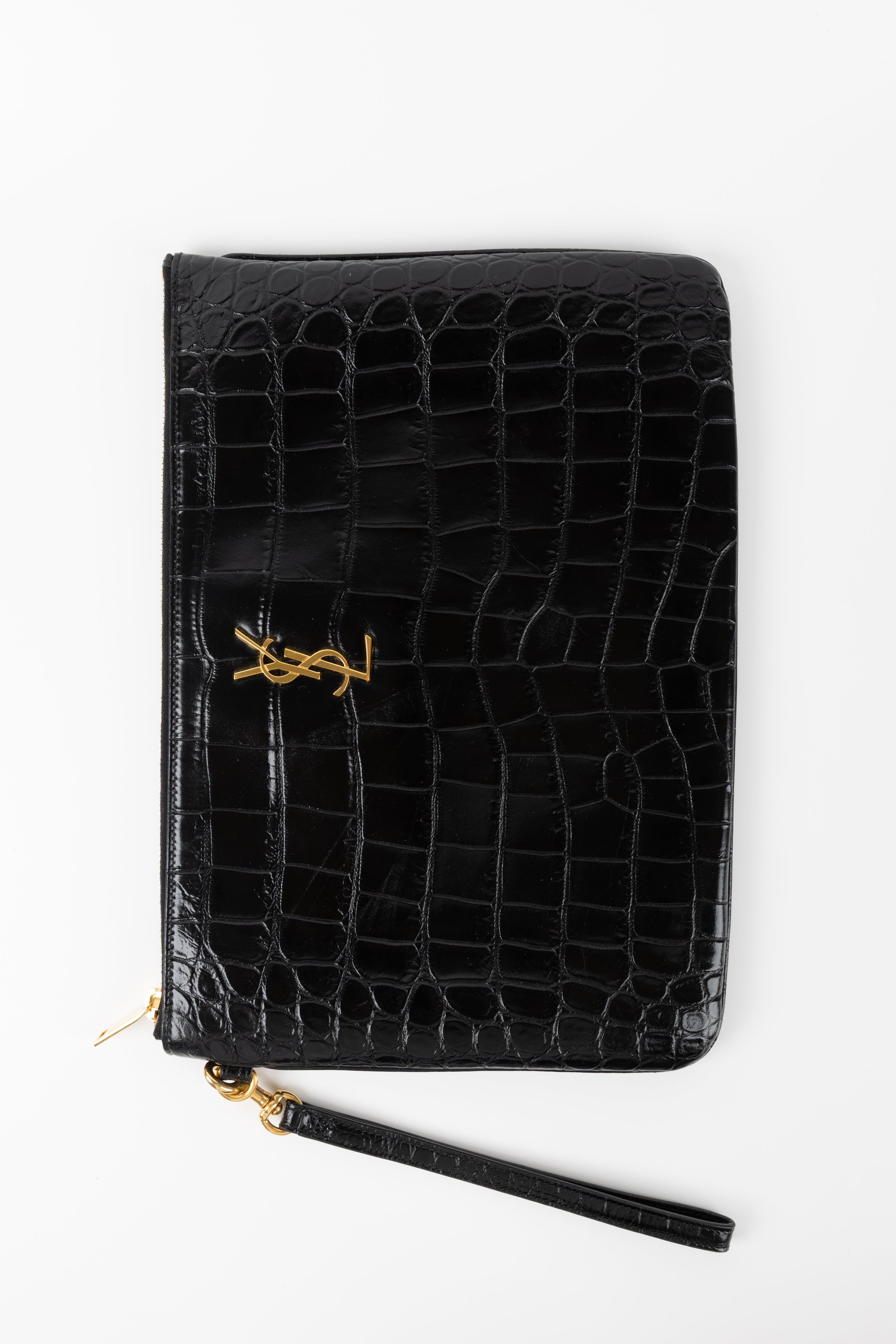 SAINT LAURENT POCHETTE NERA IN COCCO
