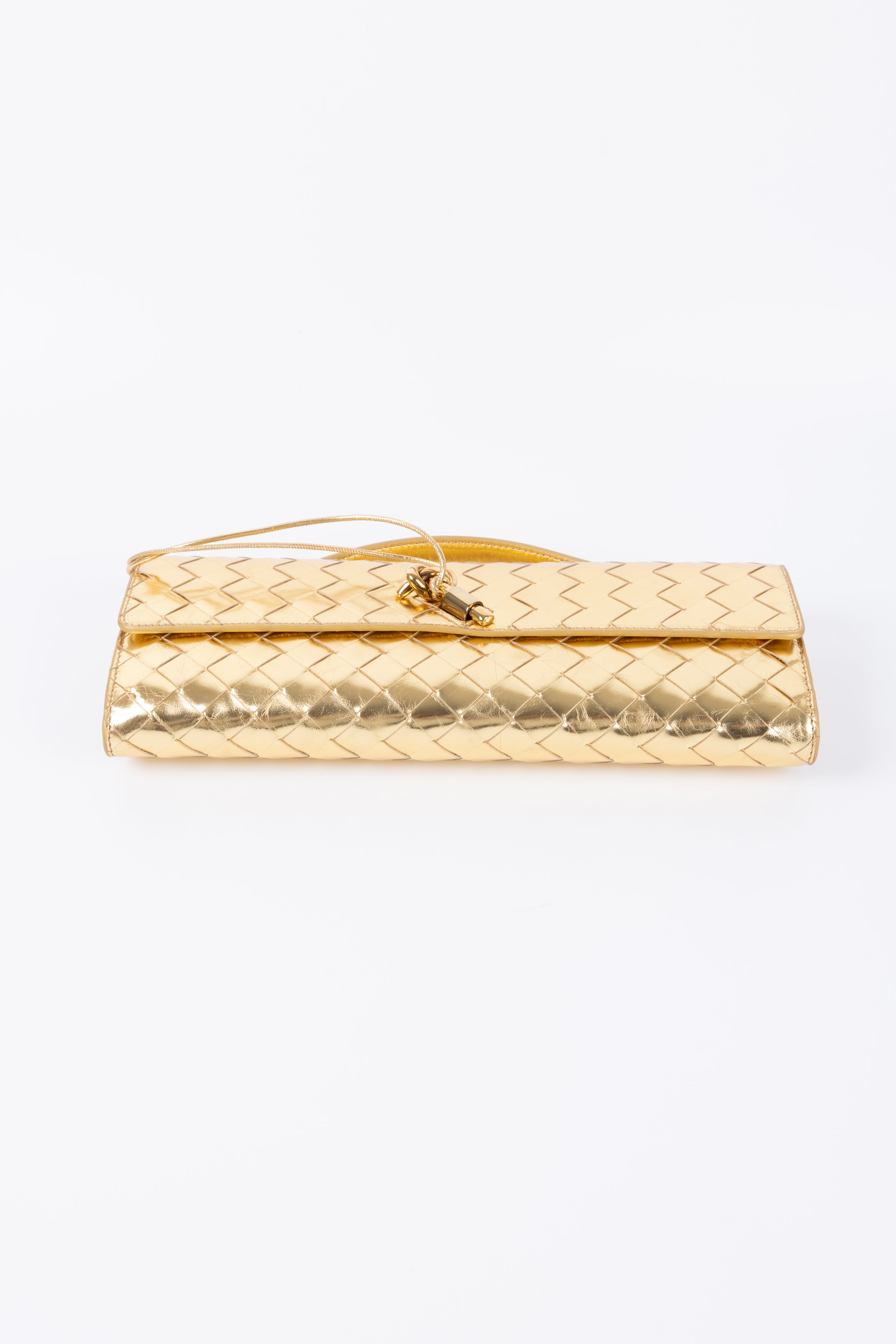 BOTTEGA VENETA ANDIAMO CLUTCH ORO LUCIDA