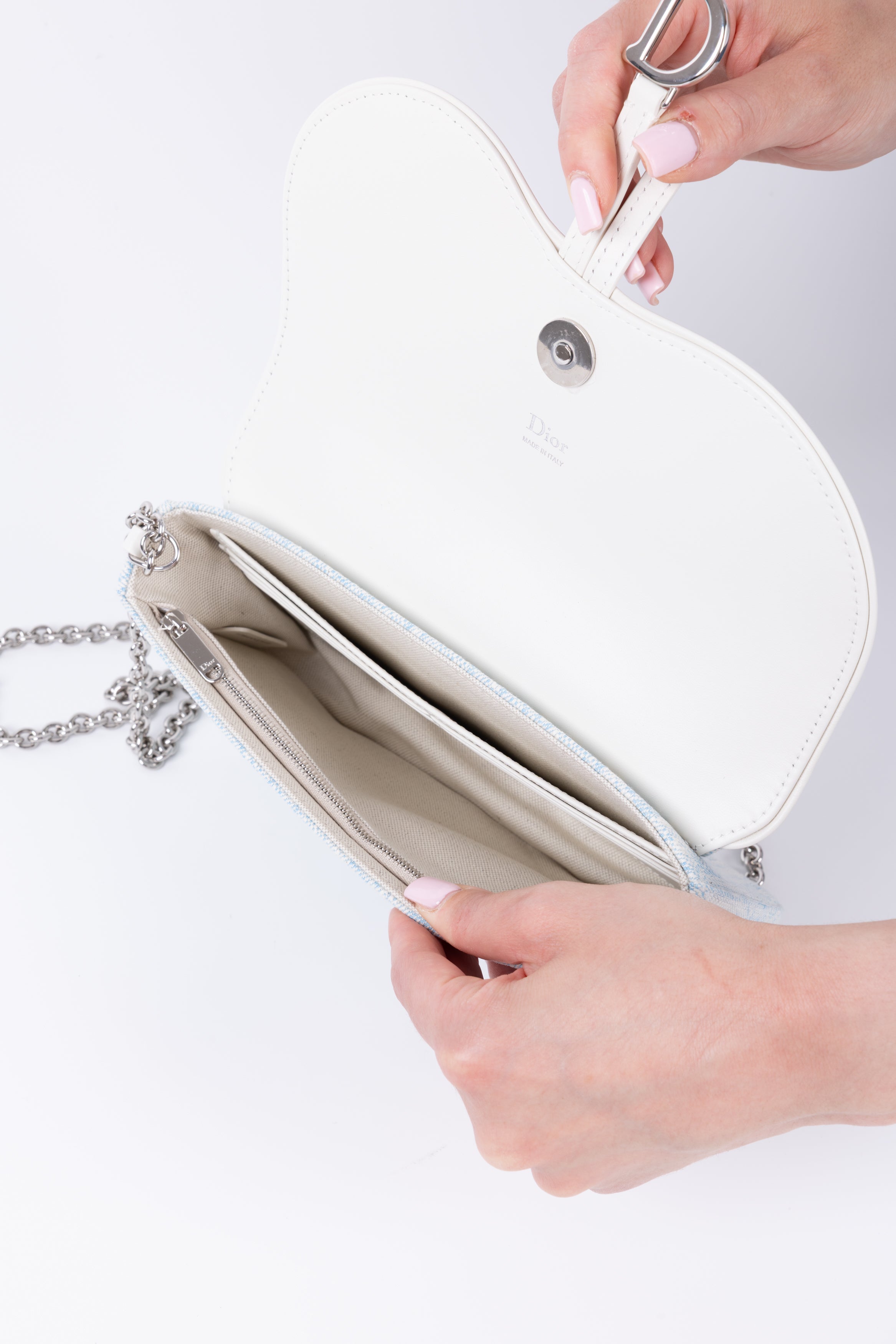 DIOR POCHETTE SADDLE azzurra/ bianca