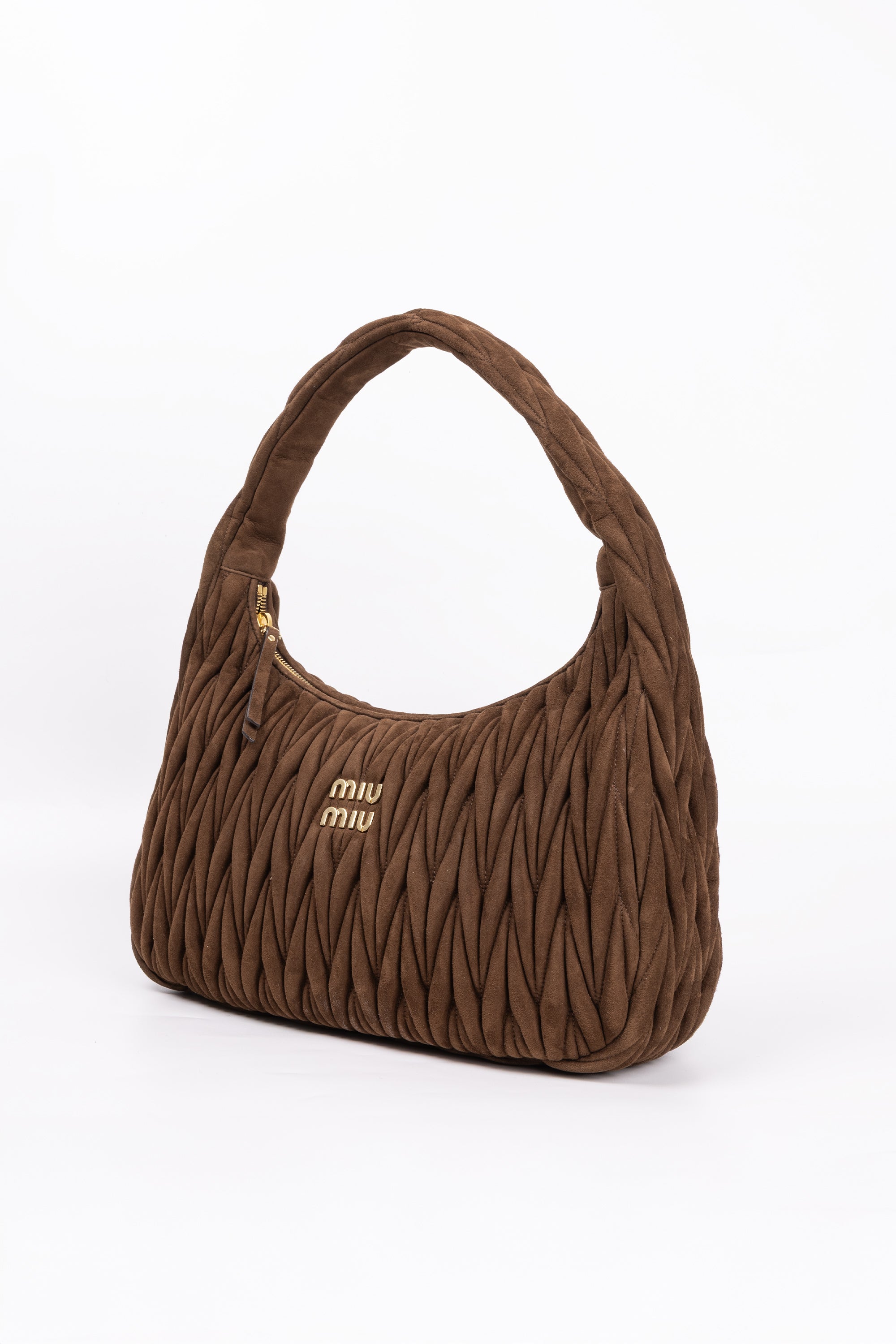 Miu Miu Hobo wander Marrone in suede Medium