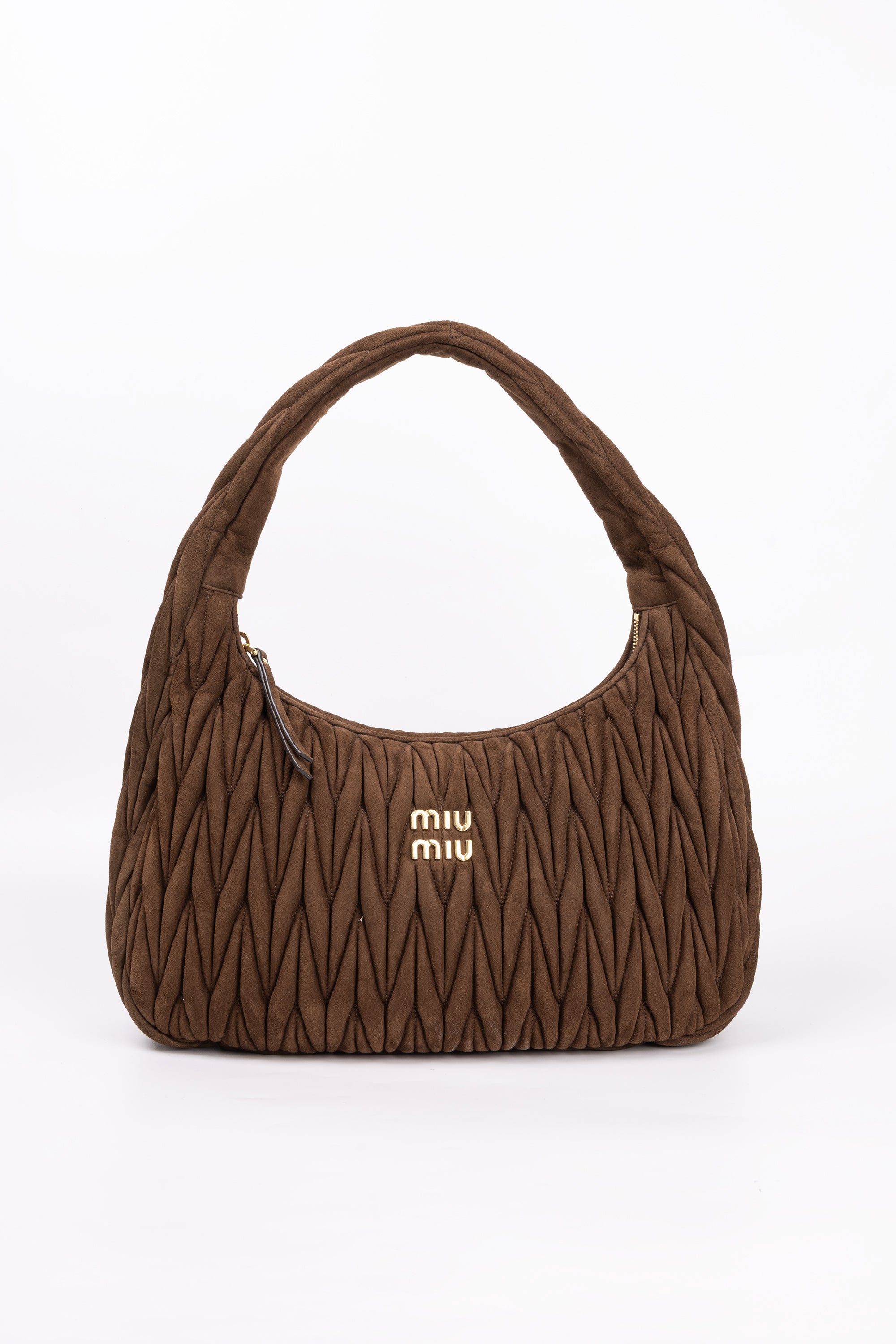 Miu Miu Hobo wander Marrone in suede Medium