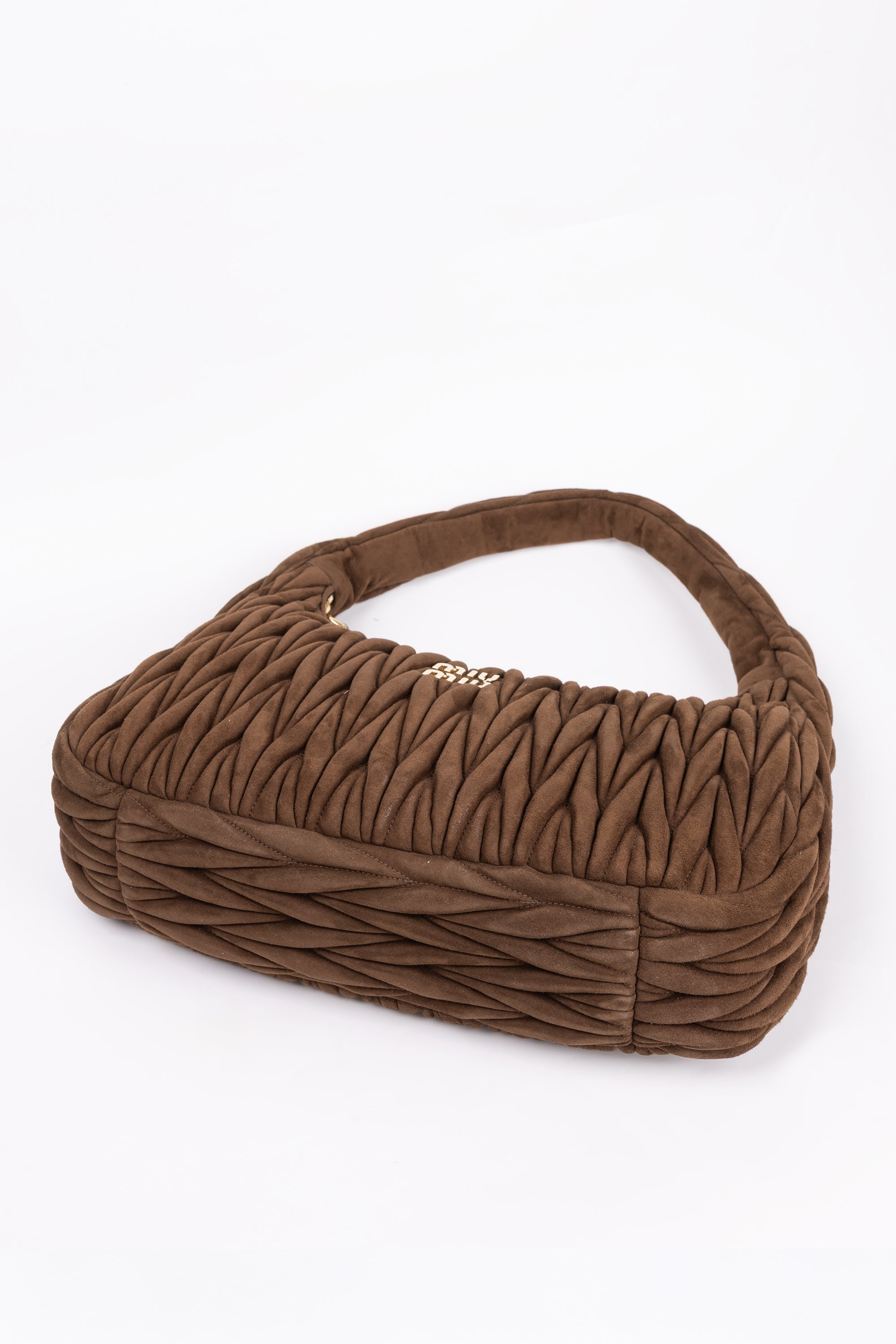 Miu Miu Hobo wander Marrone in suede Medium