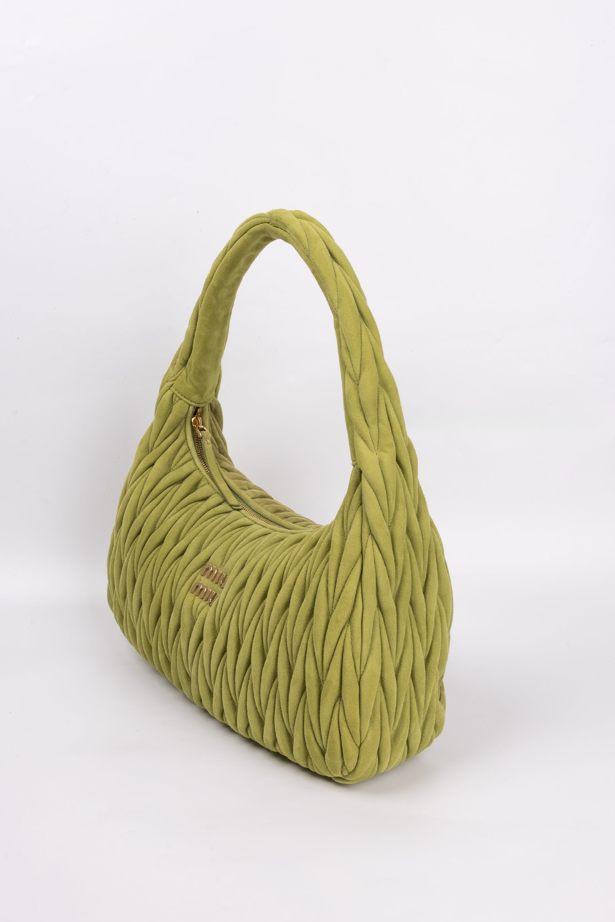 Miu Miu Hobo wander Verde in suede Medium