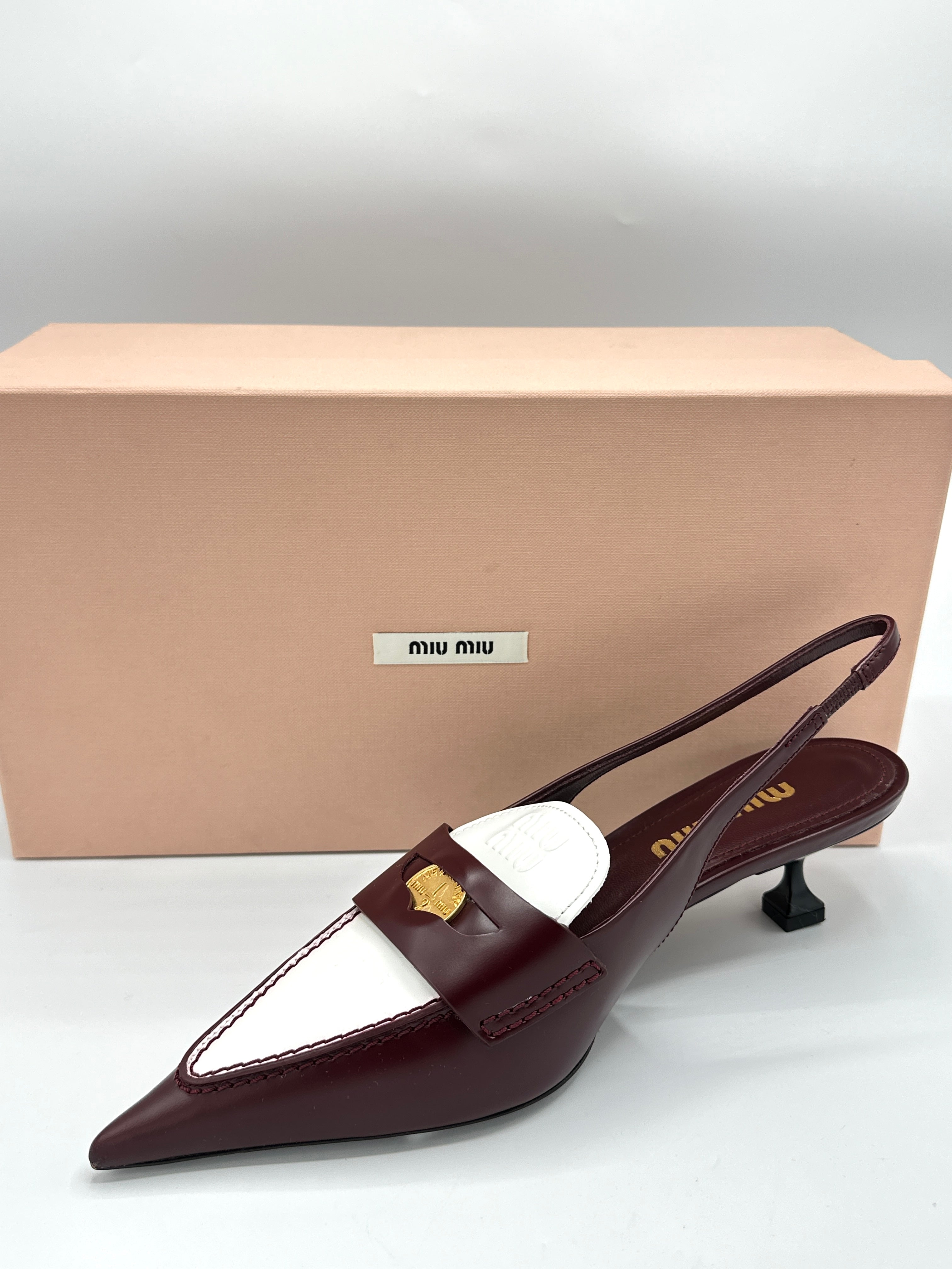 Miu Miu Slingback Bianco/bordeaux