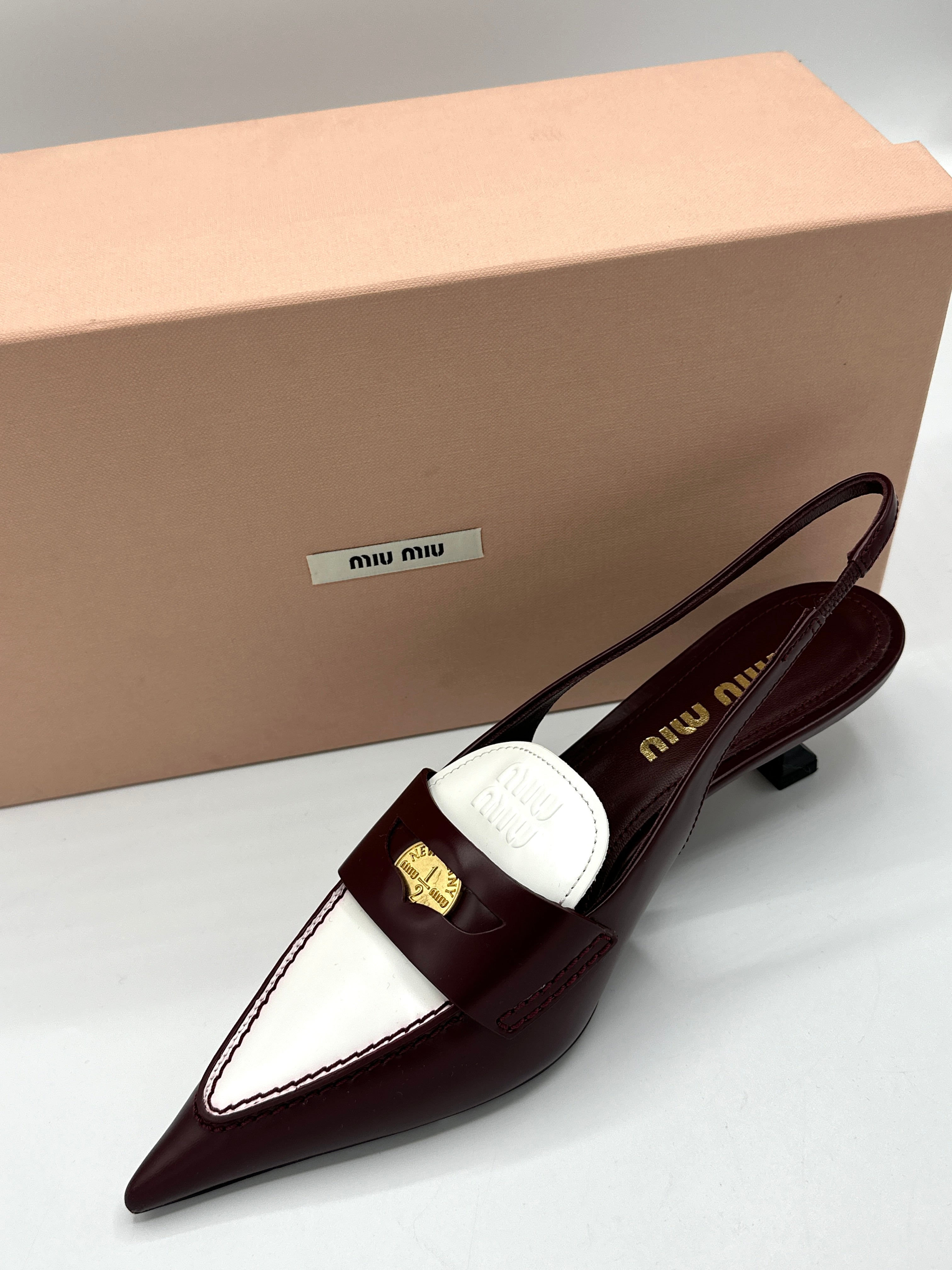 Miu Miu Slingback Bianco/bordeaux