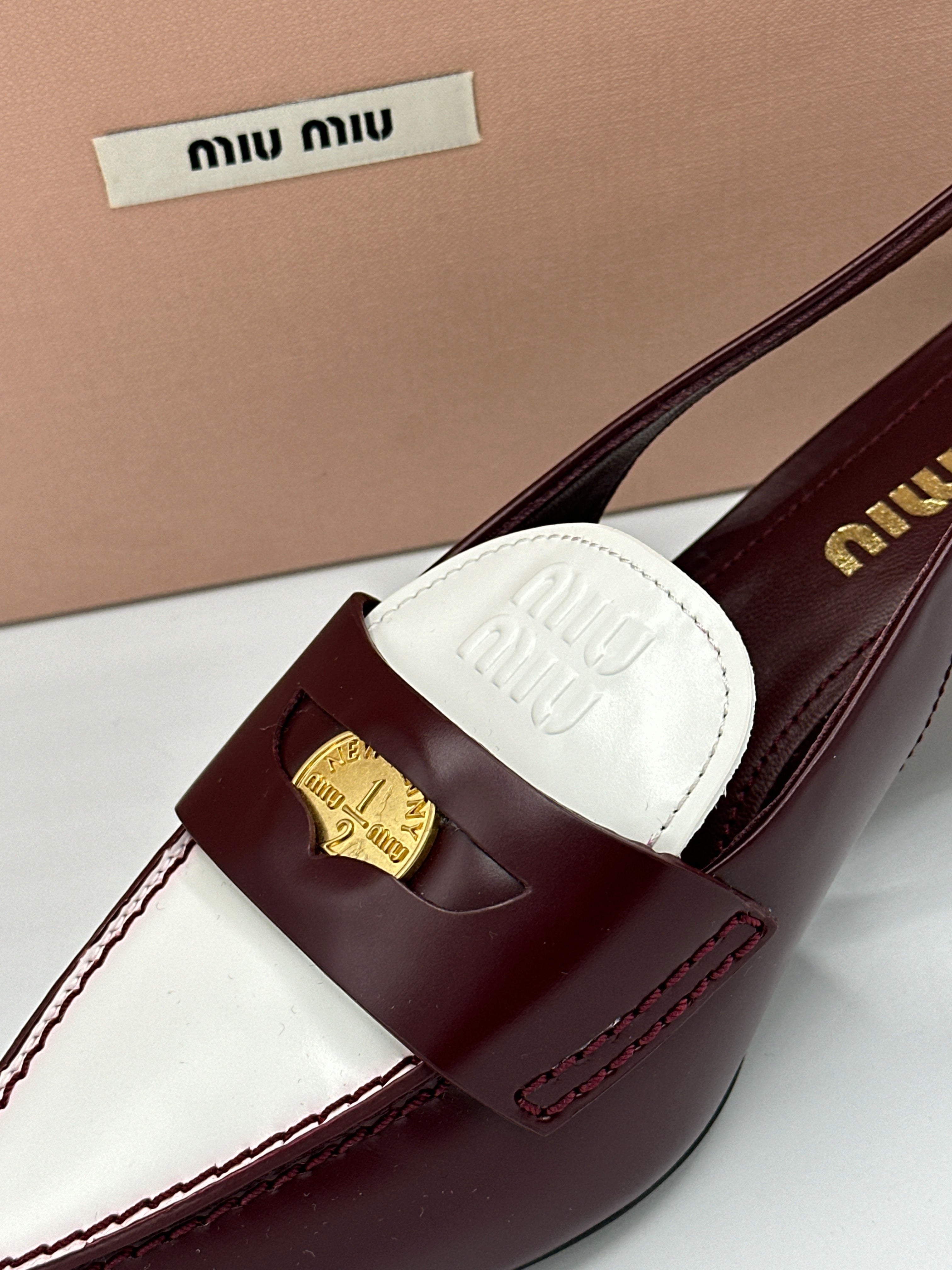 Miu Miu Slingback Bianco/bordeaux