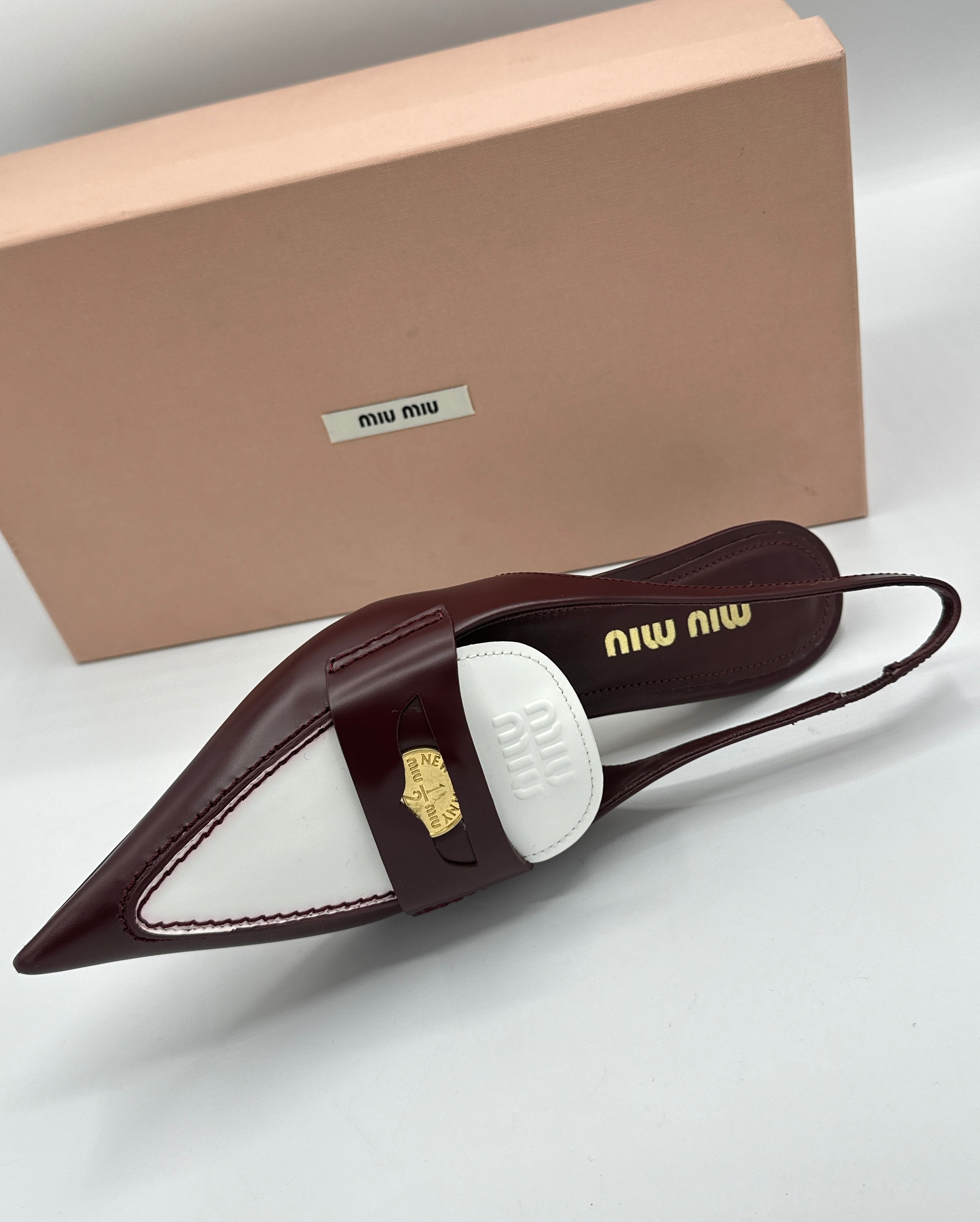 Miu Miu Slingback Bianco/bordeaux