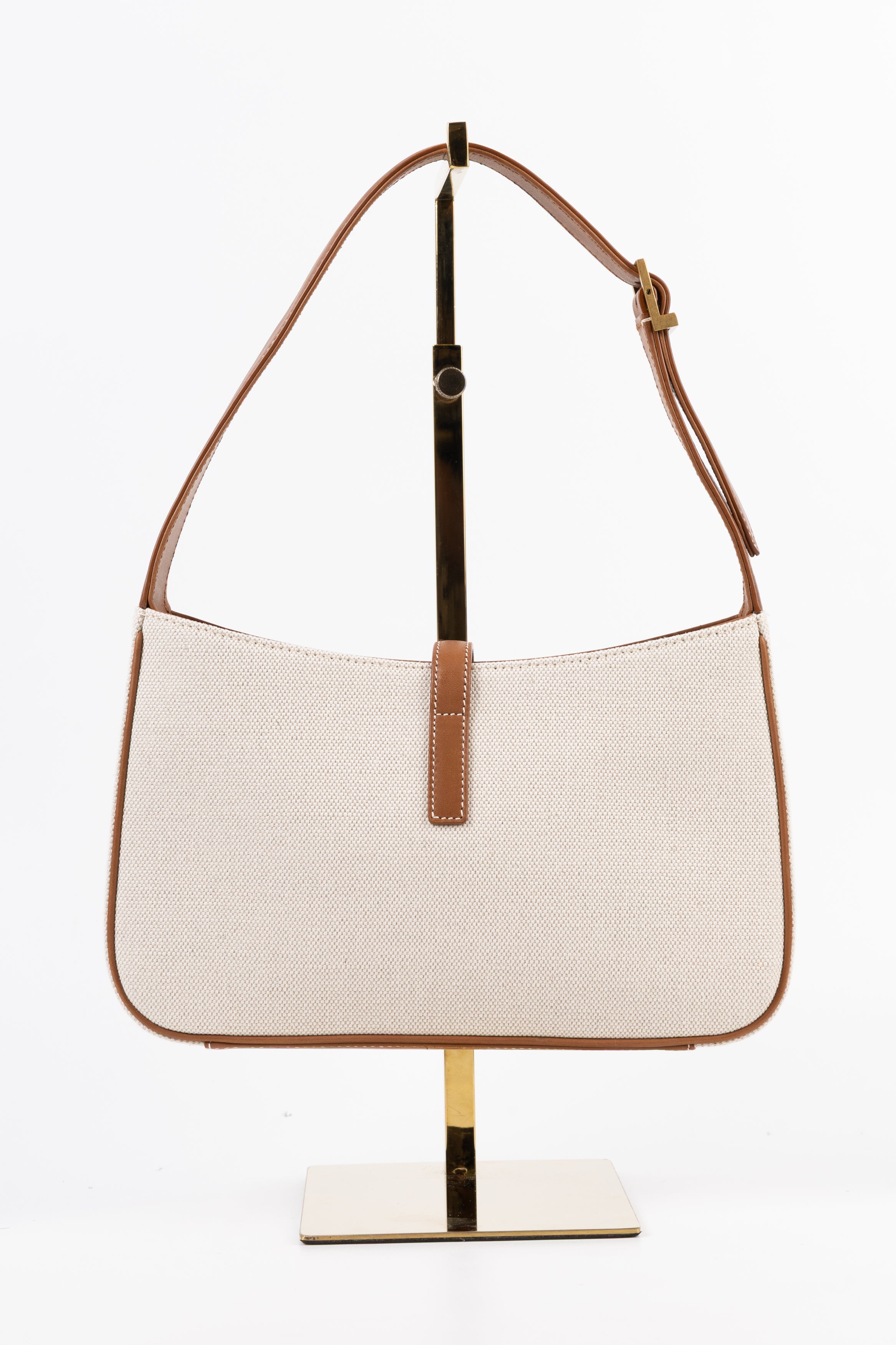 Saint Laurent Le 5 à 7 in tela Bianca/cuoio