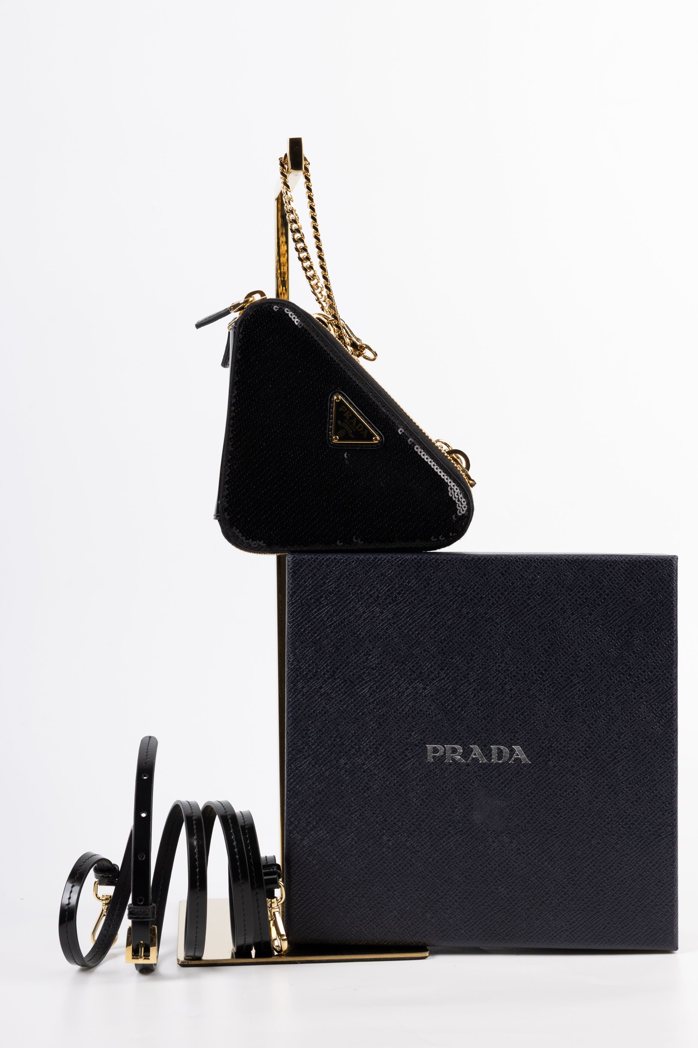 Prada Triangle con Paillettes Nero