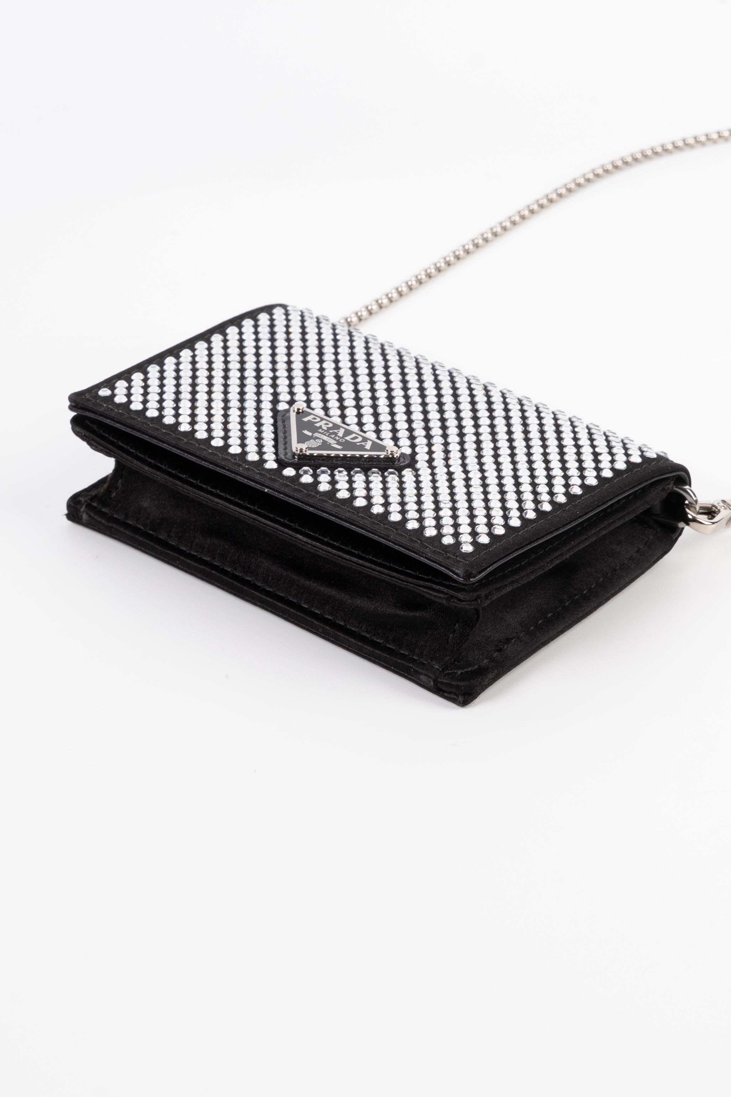 prada portacarte con tracolla con brillantini