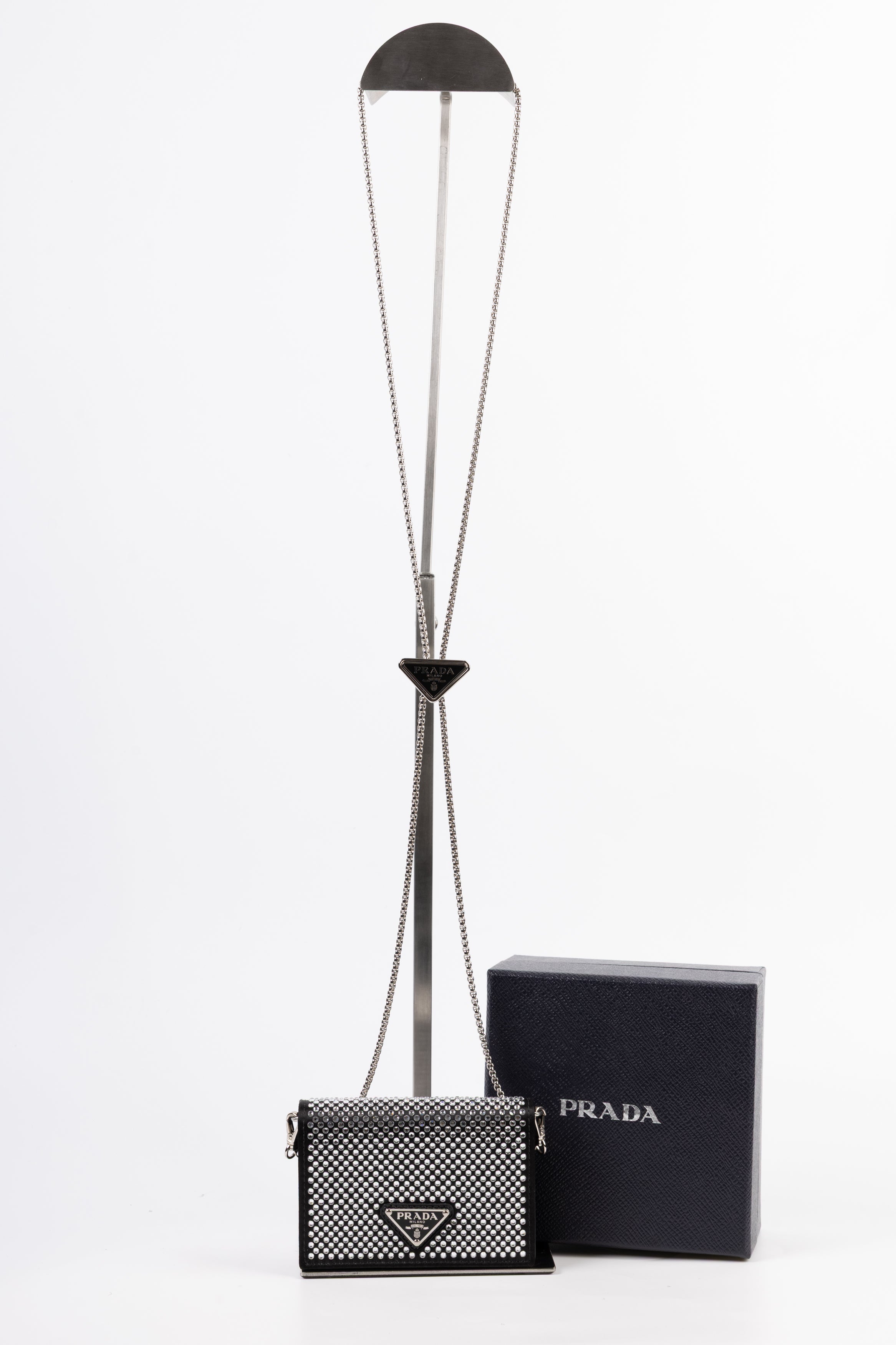 prada portacarte con tracolla con brillantini