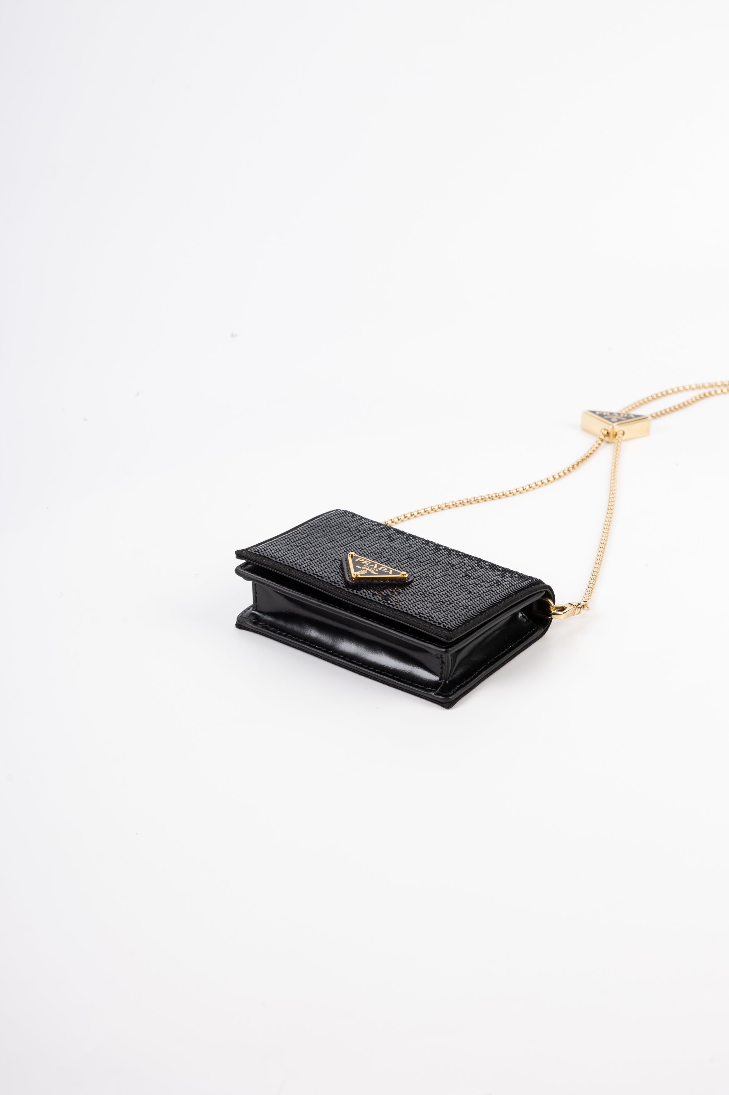 prada portacarte paillettes con tracolla