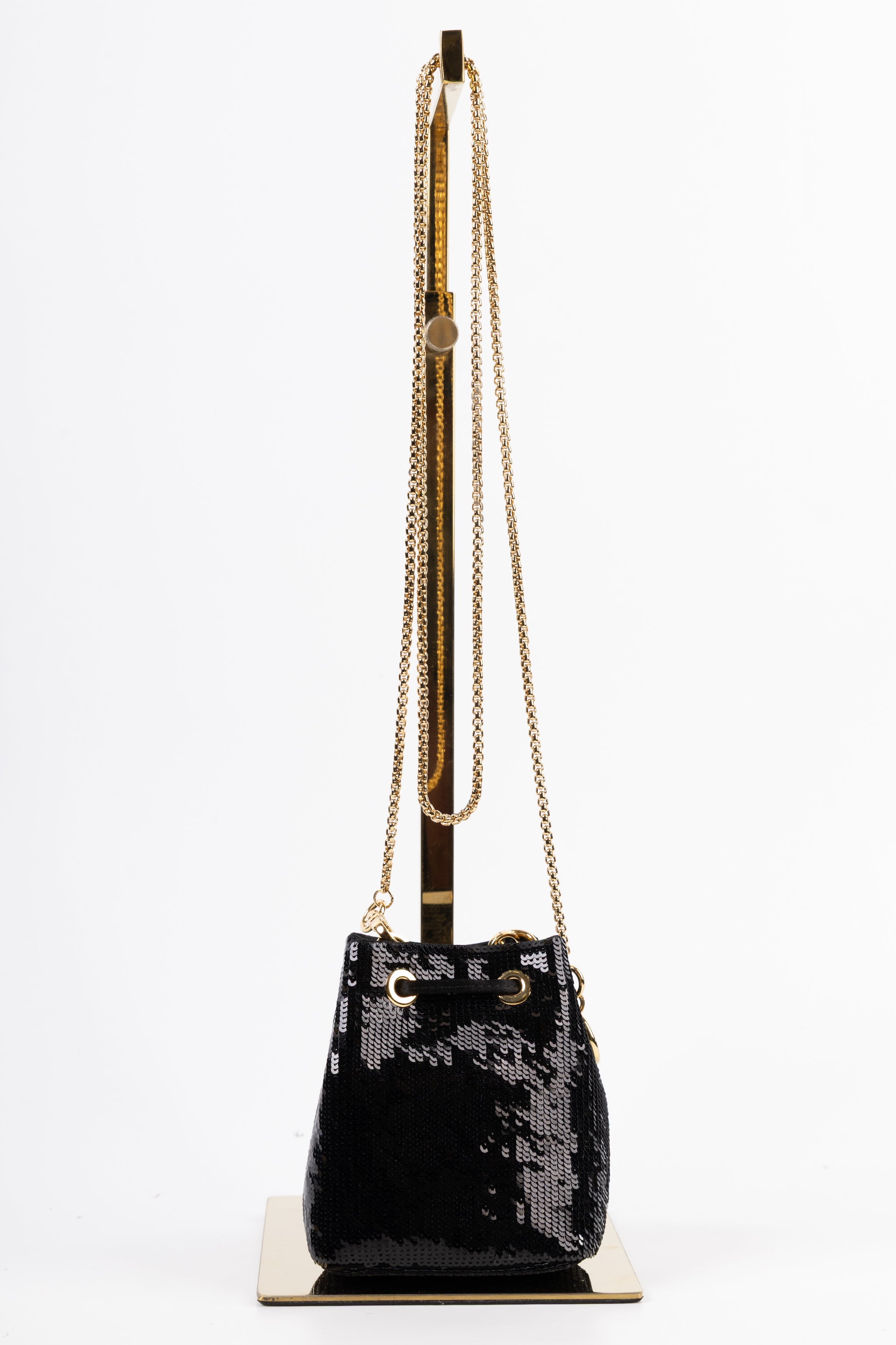prada secchiello micro pouch con paillettes