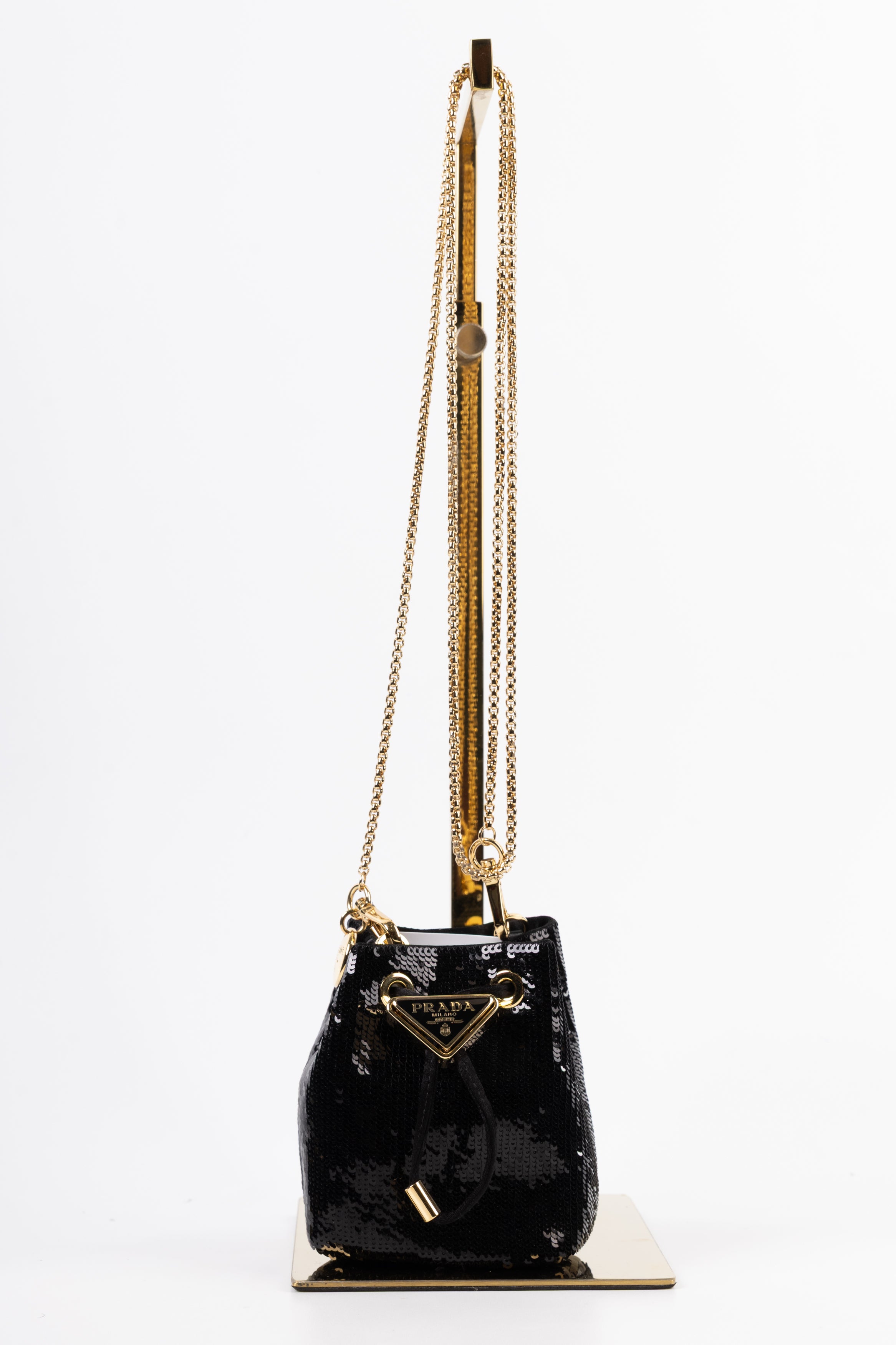 prada secchiello micro pouch con paillettes
