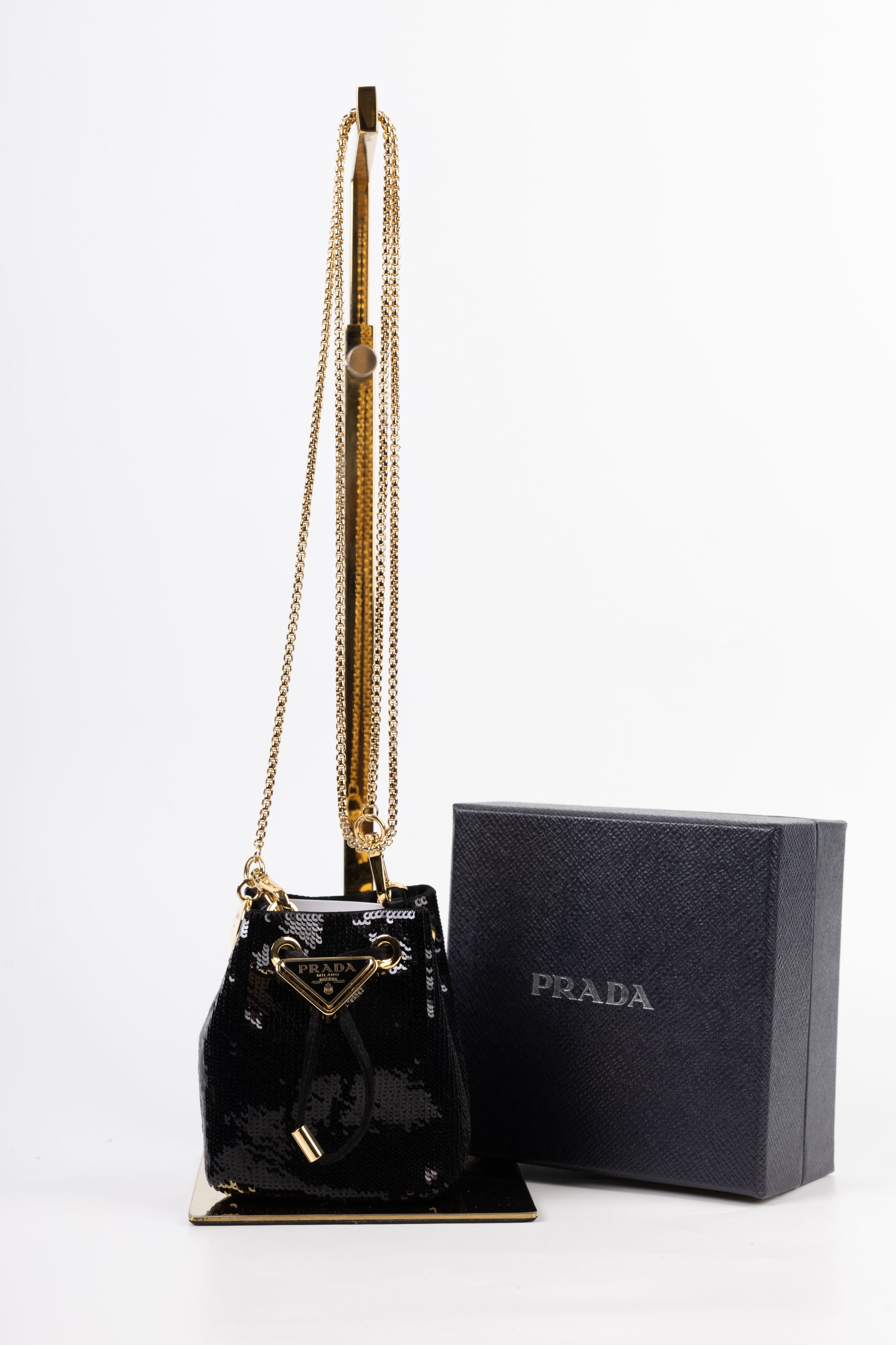 prada secchiello micro pouch con paillettes
