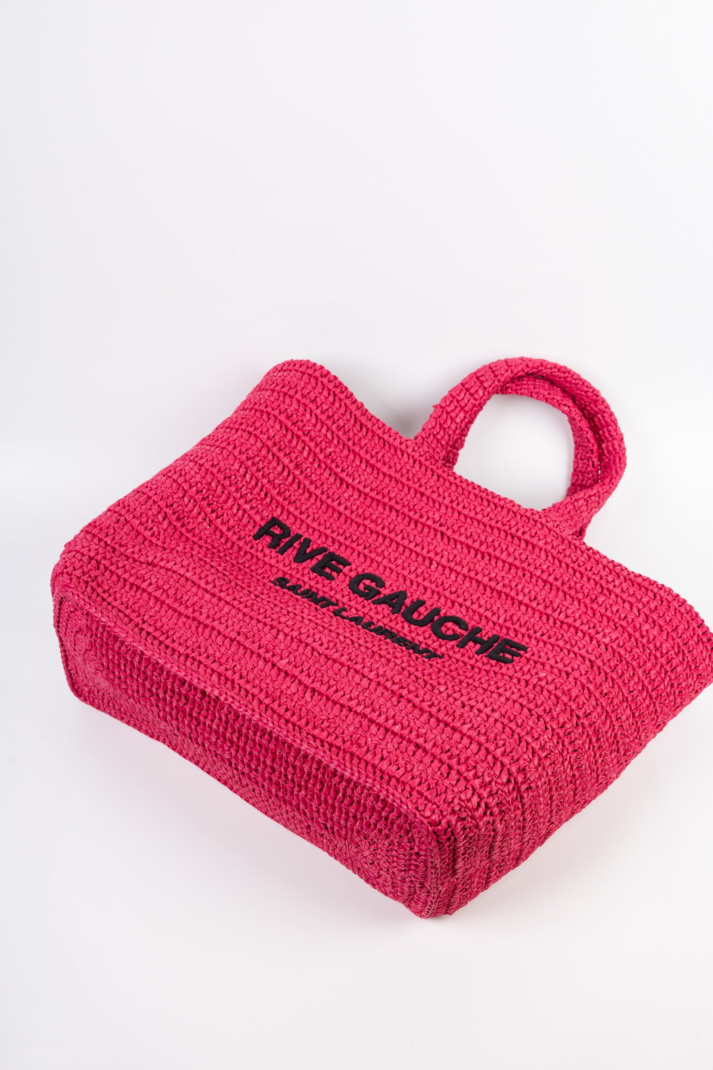 saint laurent rive gauche in rafia fucsia
