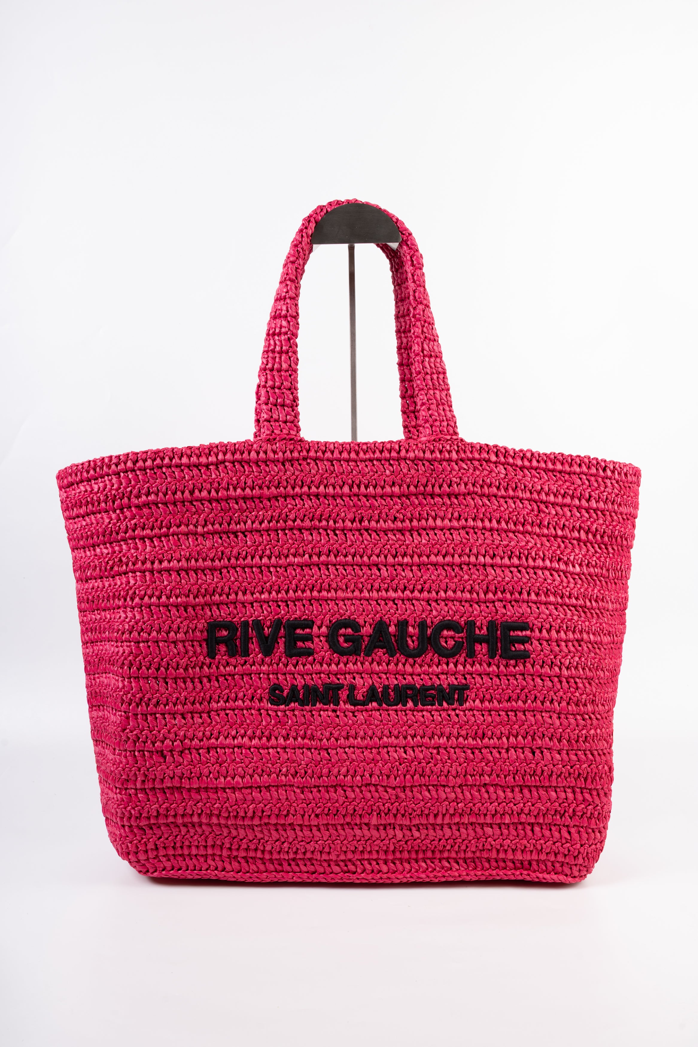 saint laurent rive gauche in rafia fucsia