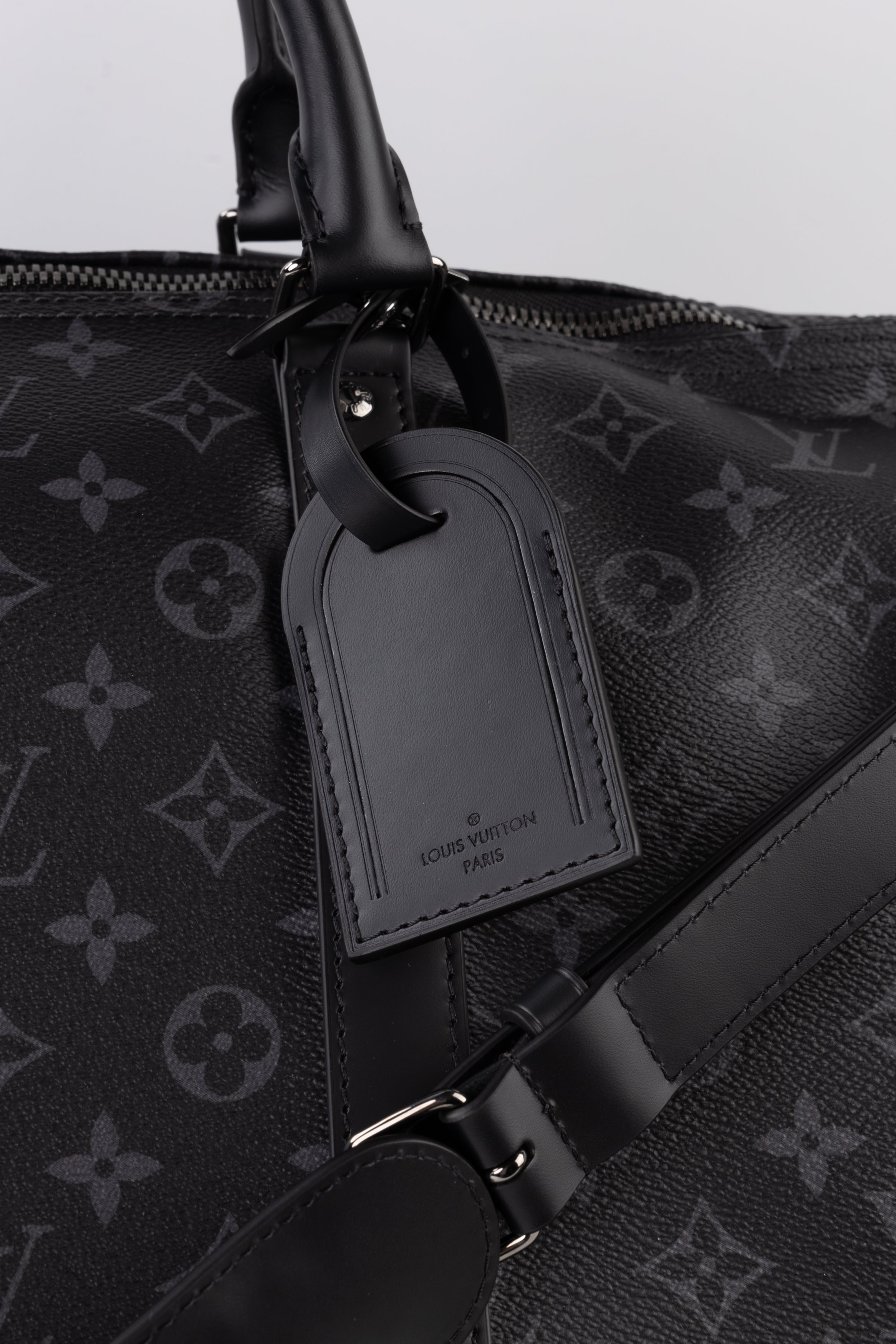 Louis Vuitton Keepall Bandoulière 55 Monogram Eclipse Nero/grigio