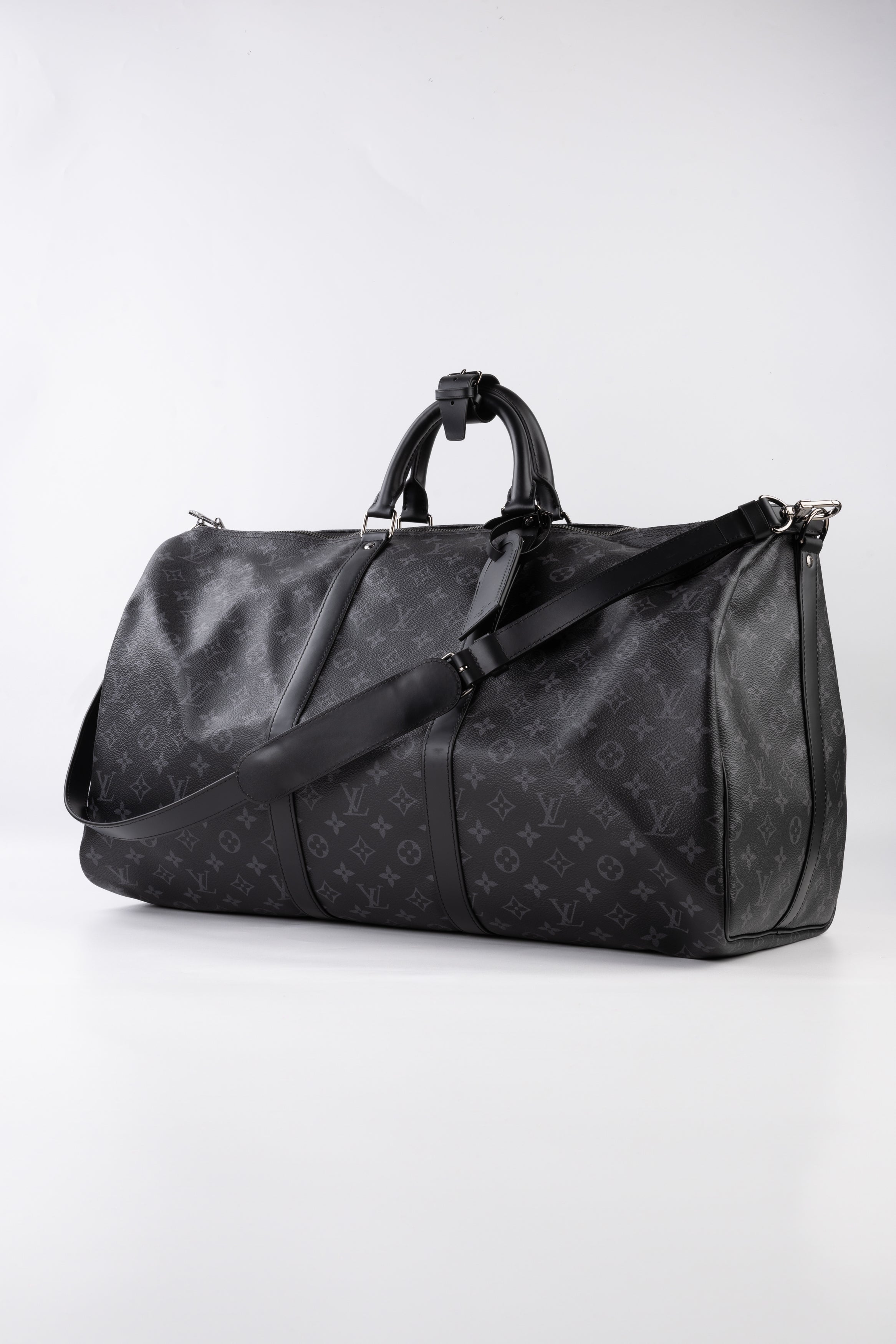 Louis Vuitton Keepall Bandoulière 55 Monogram Eclipse Nero/grigio