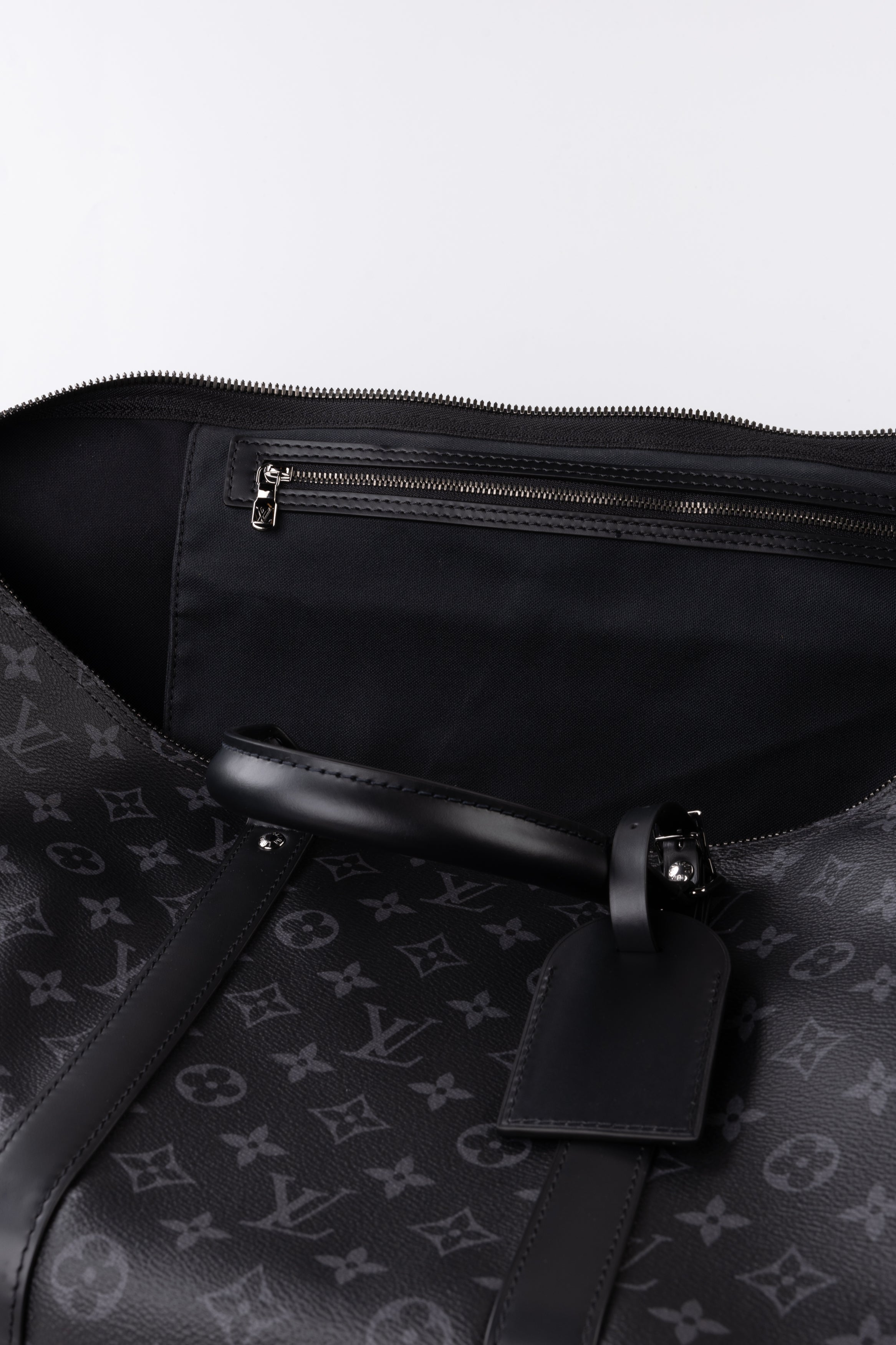 Louis Vuitton Keepall Bandoulière 55 Monogram Eclipse Nero/grigio