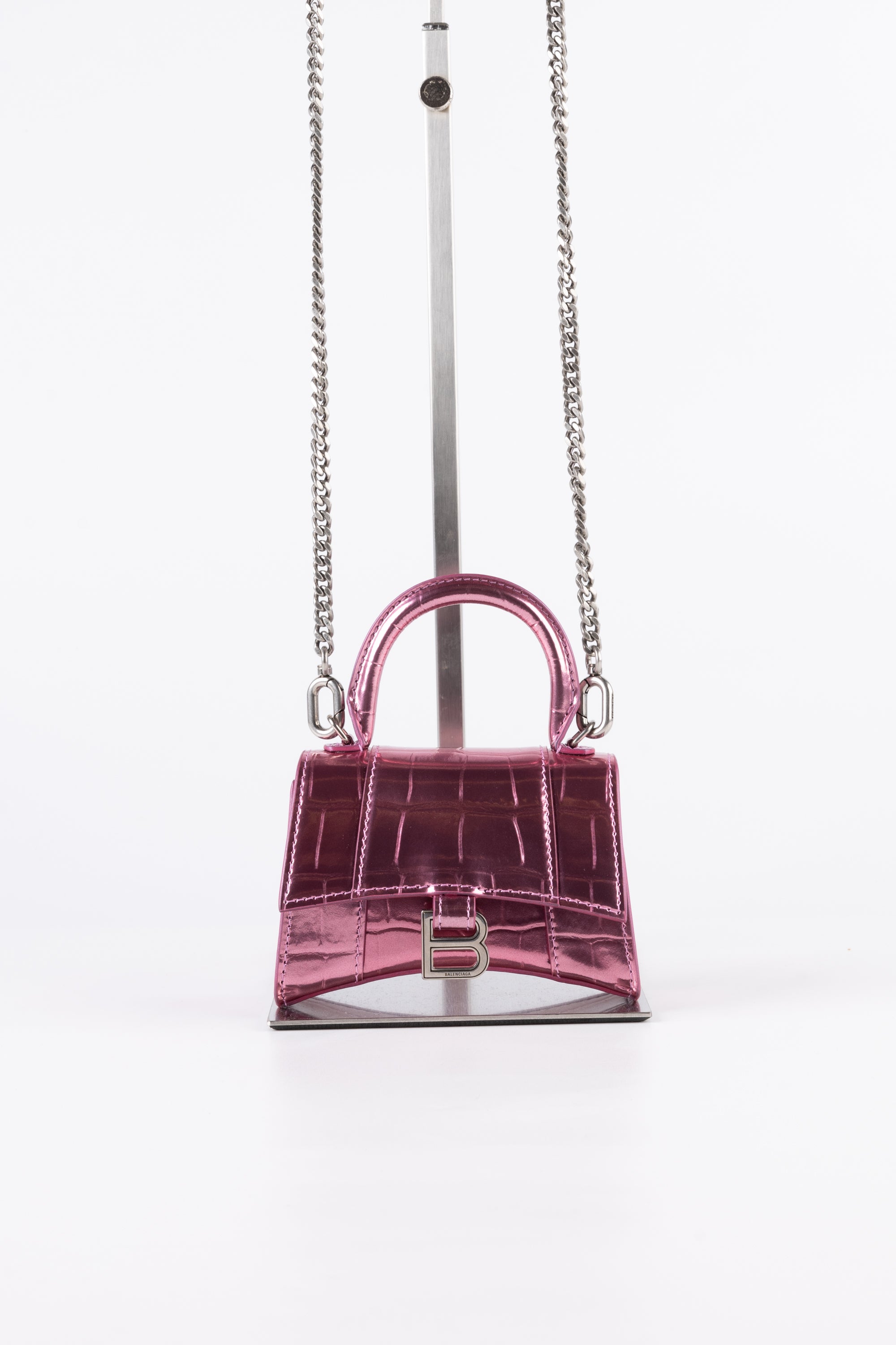 Balenciaga Mini Hourglass rosa metallizzato